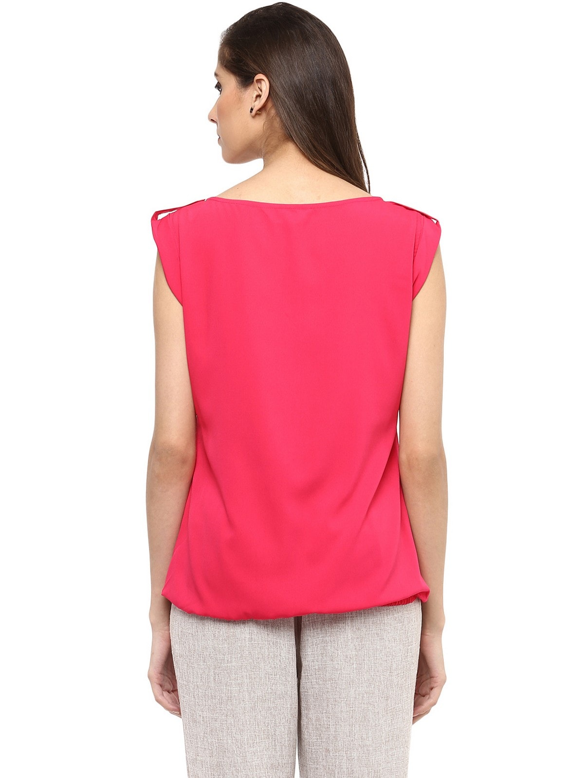 Finding Product Women's Pink Top With Fake Shoulder-Tab