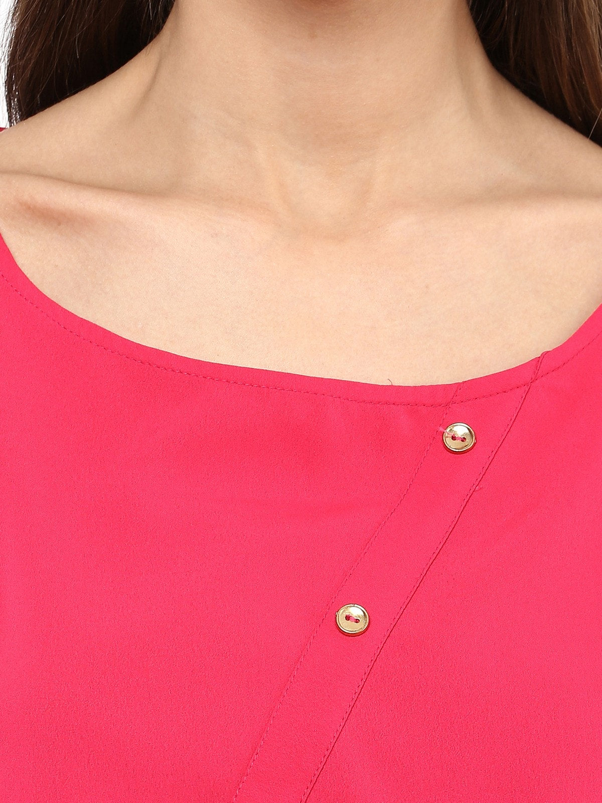 Finding Product Women's Pink Top With Fake Shoulder-Tab