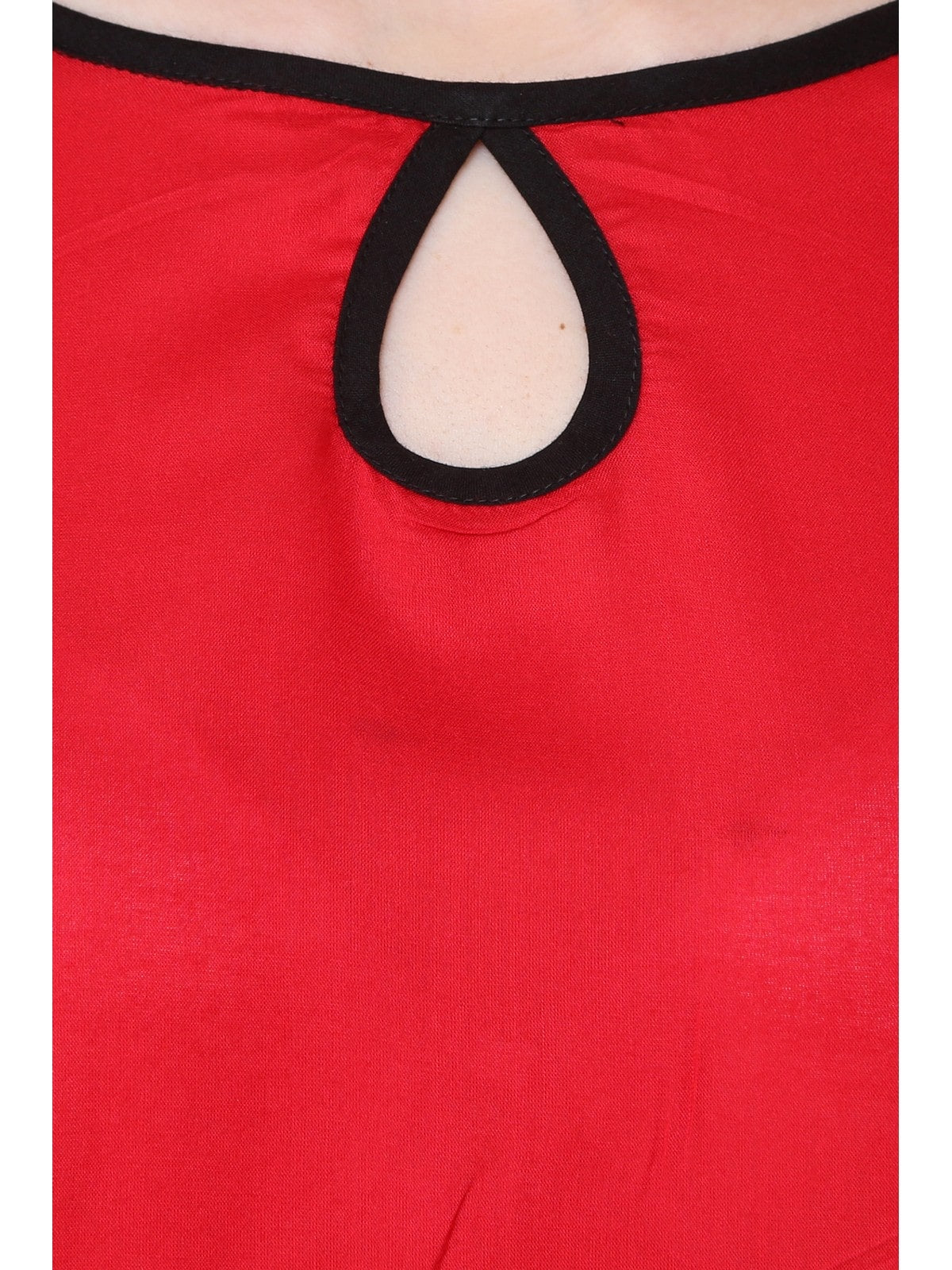 Finding Product Women's Red Black Print Keyhole Kurti