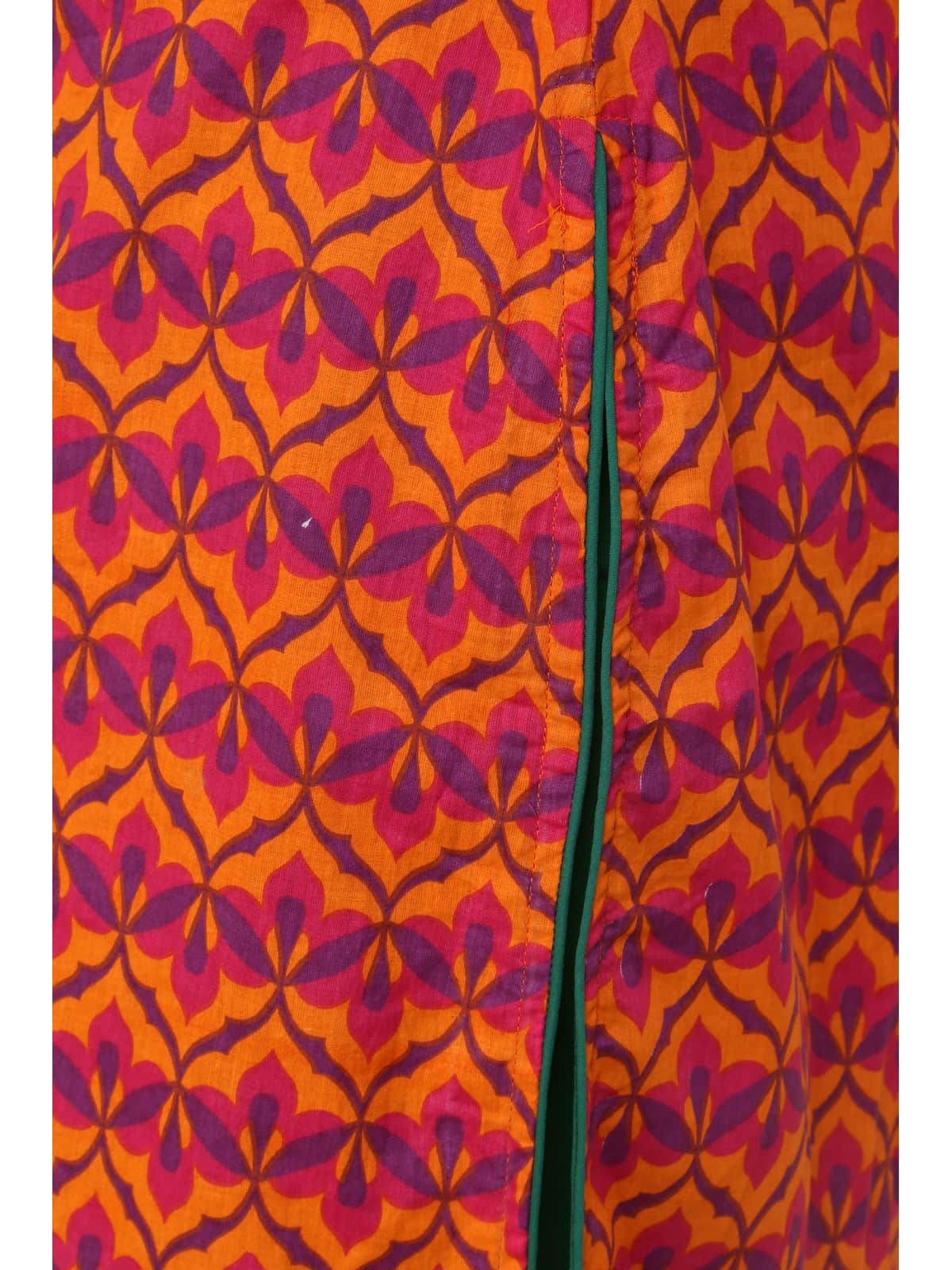 Finding Product Women's Orange Allover Piping Detail Kurti