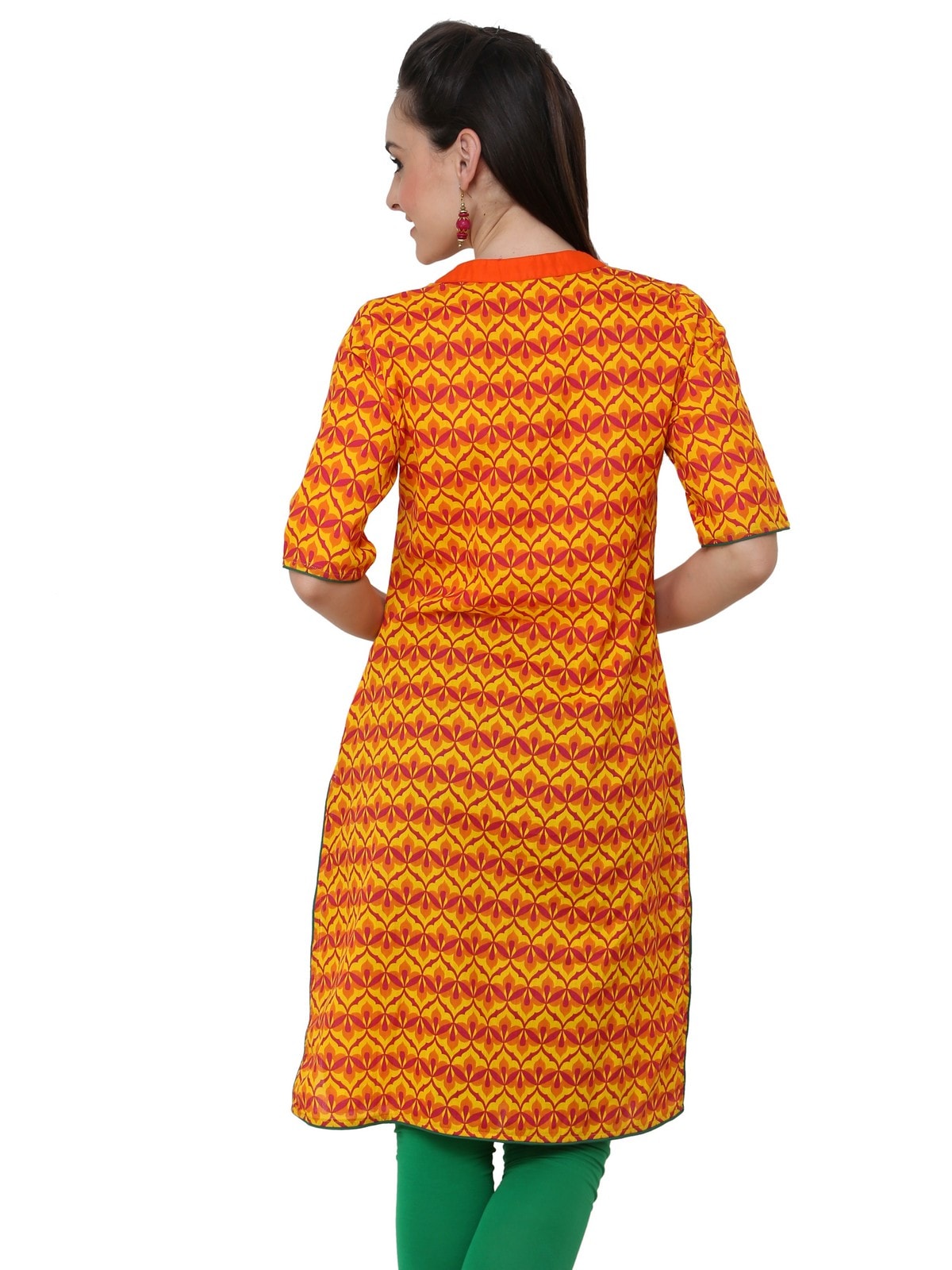 Finding Product Women's Yellow Allover Piping Detail Kurti
