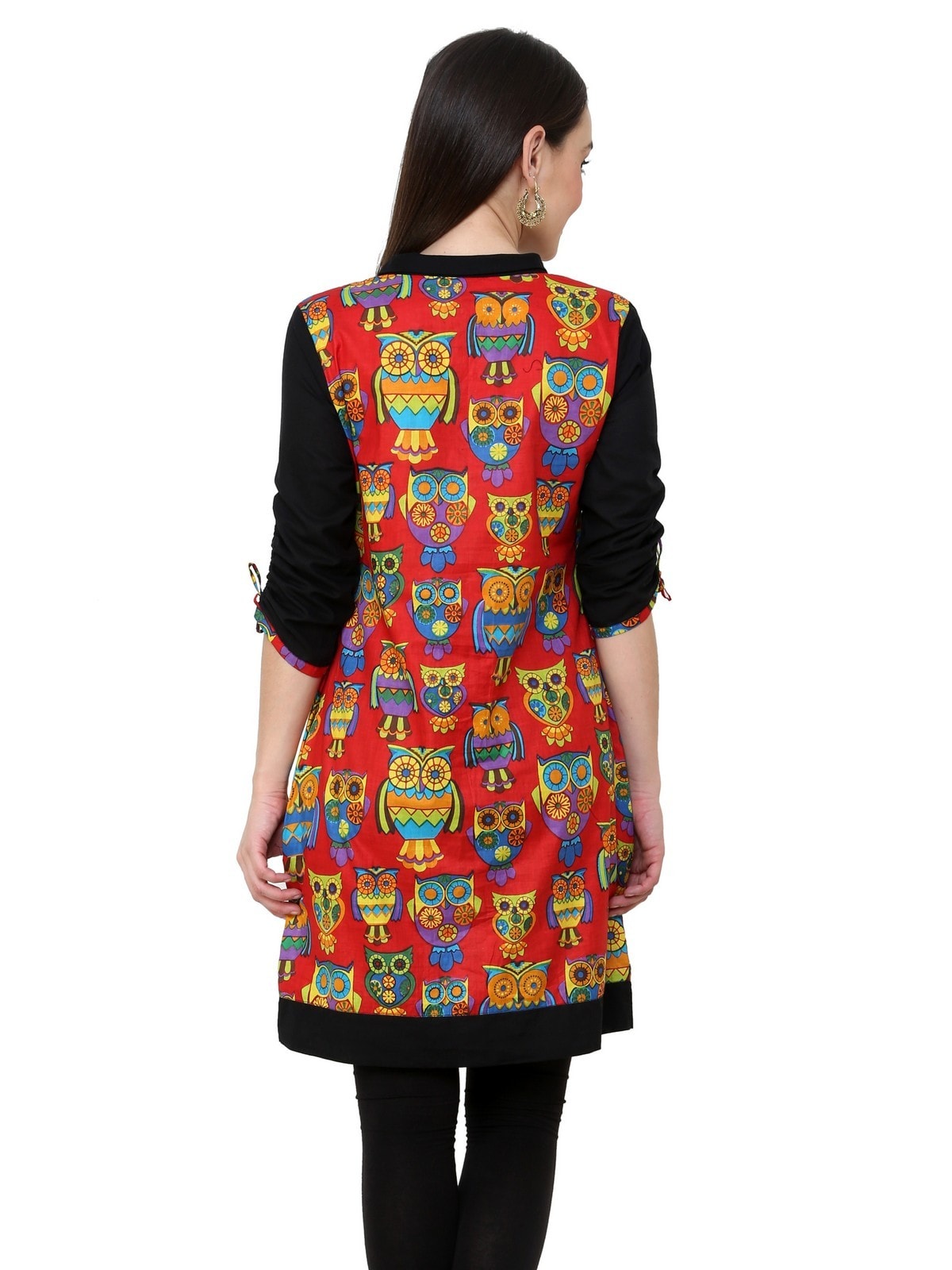 Finding Product Women's Red Owl Reversible Buttoned Kurti