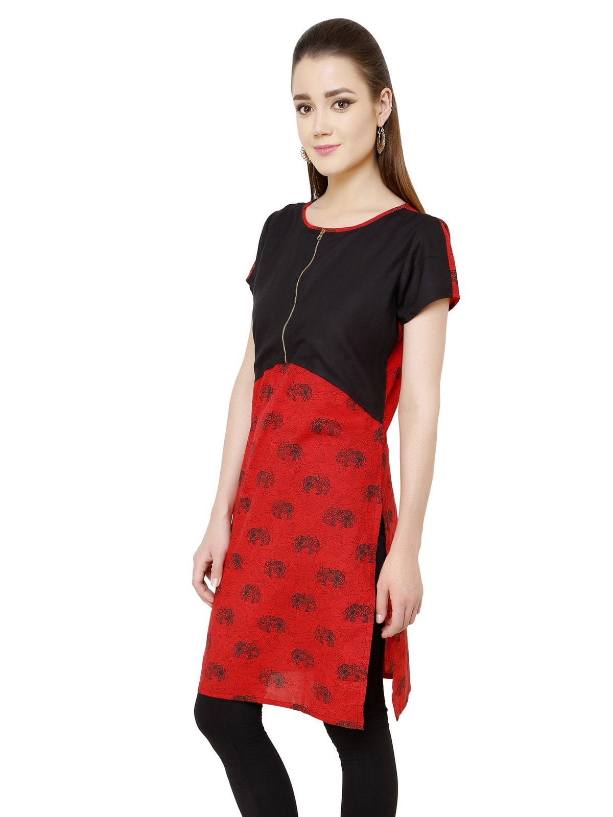 Finding Product Women's Red Elephant Crop Kurti