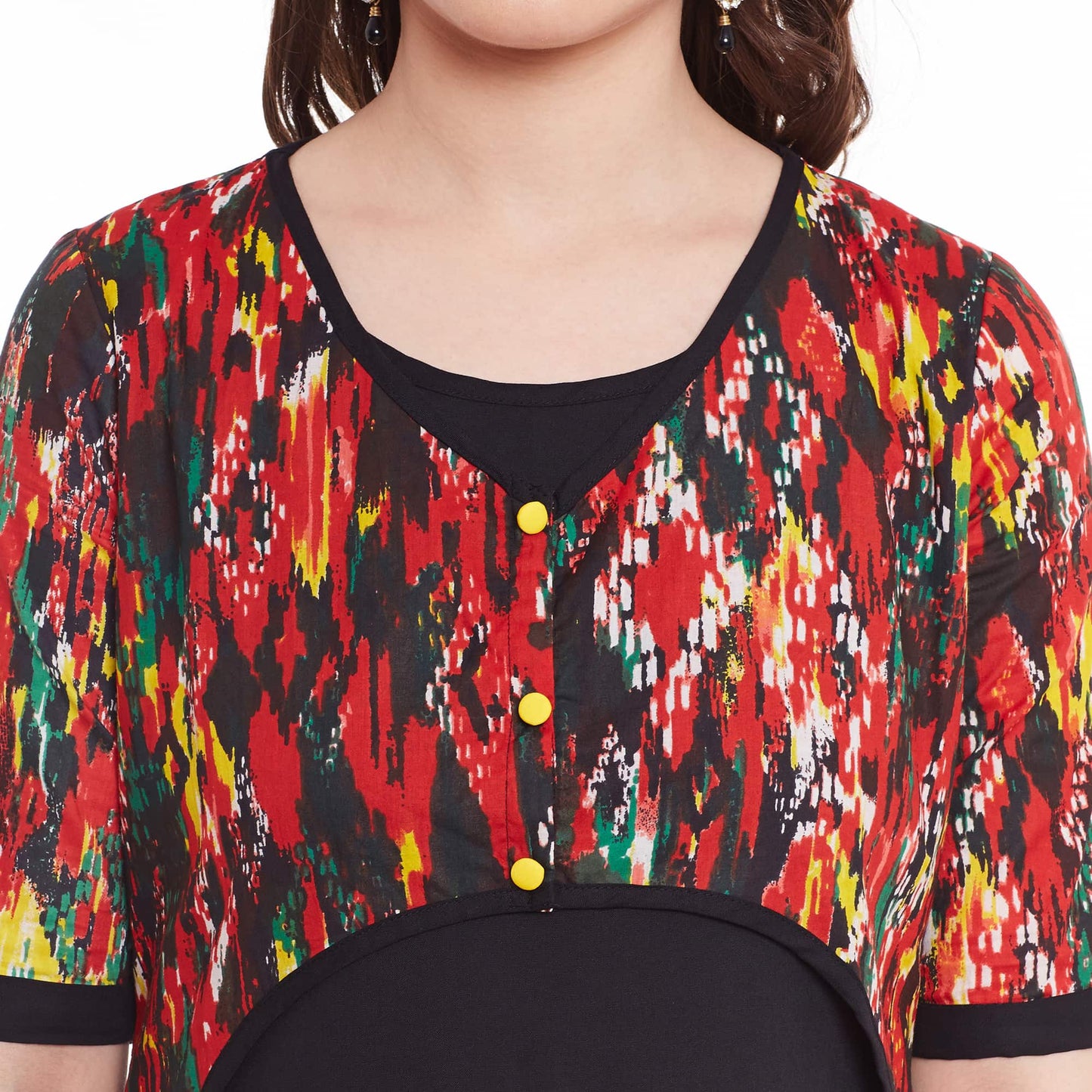Finding Product Women's Red Ikat Jacket Kurti