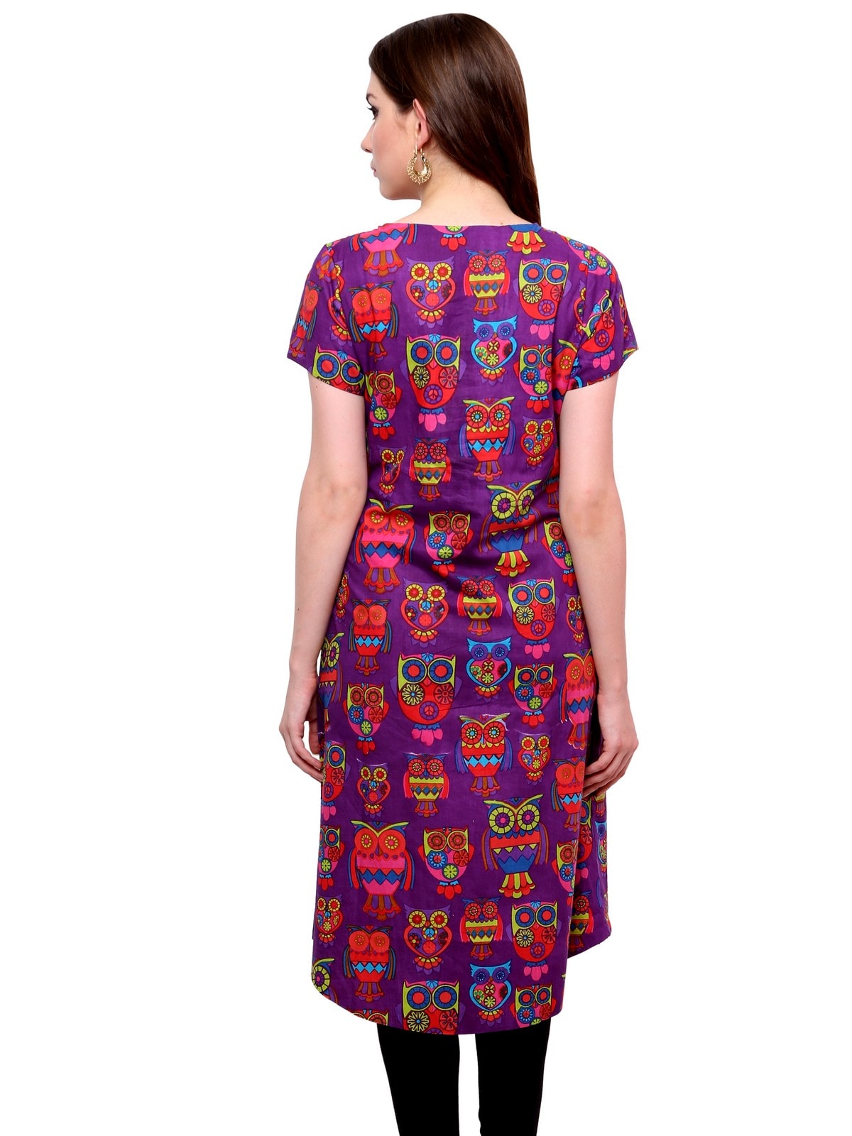 Finding Product Women's Owl Print Asymmetric Jacket Kurti