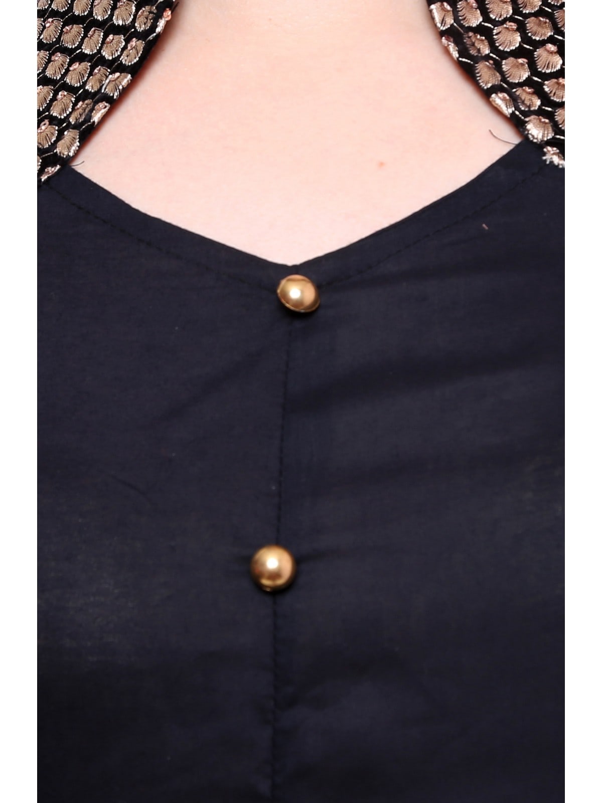 Finding Product Women's Buttoned Brocade Shoulder Yoke Kurti