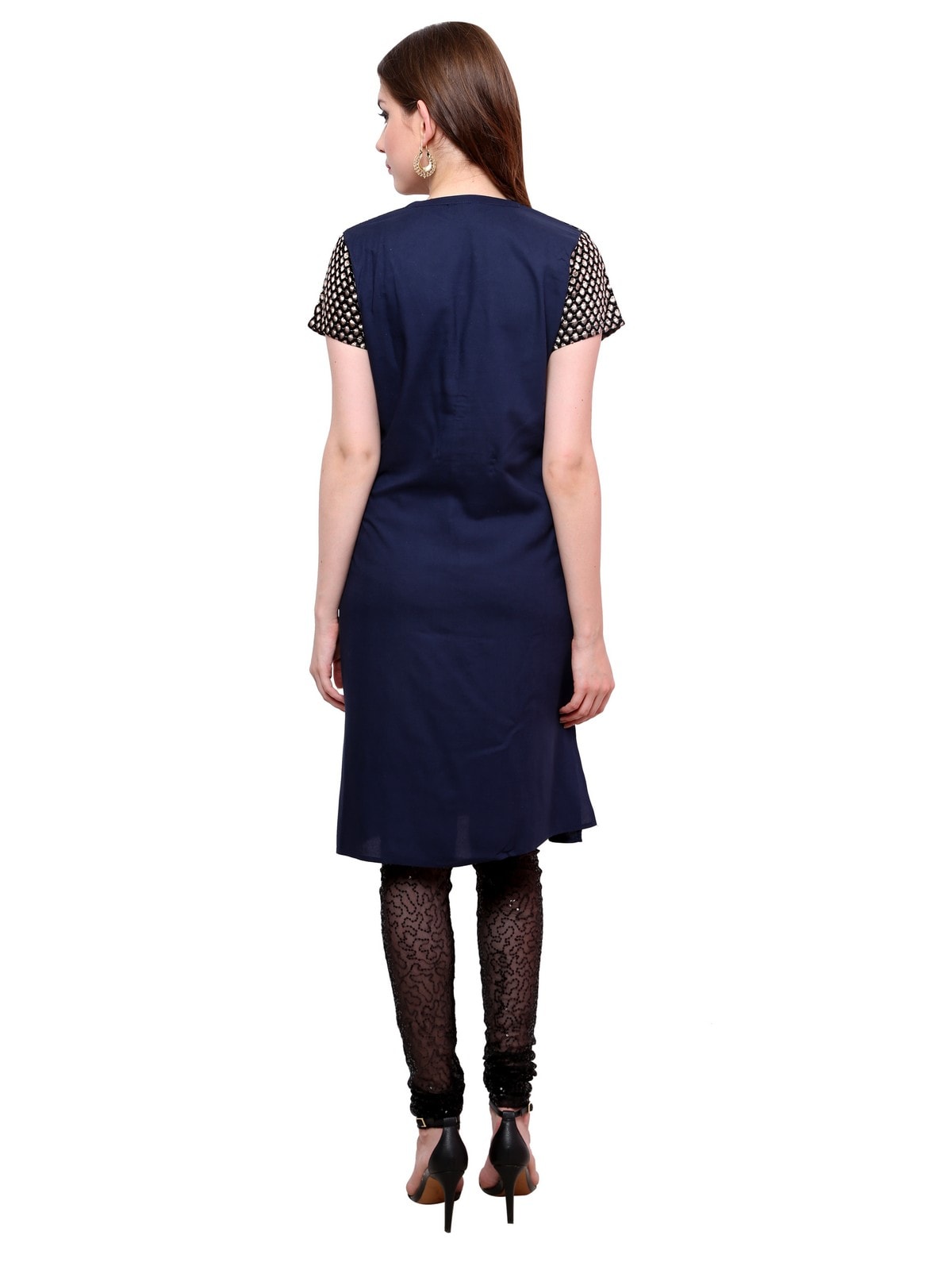 Finding Product Women's Buttoned Brocade Shoulder Yoke Kurti