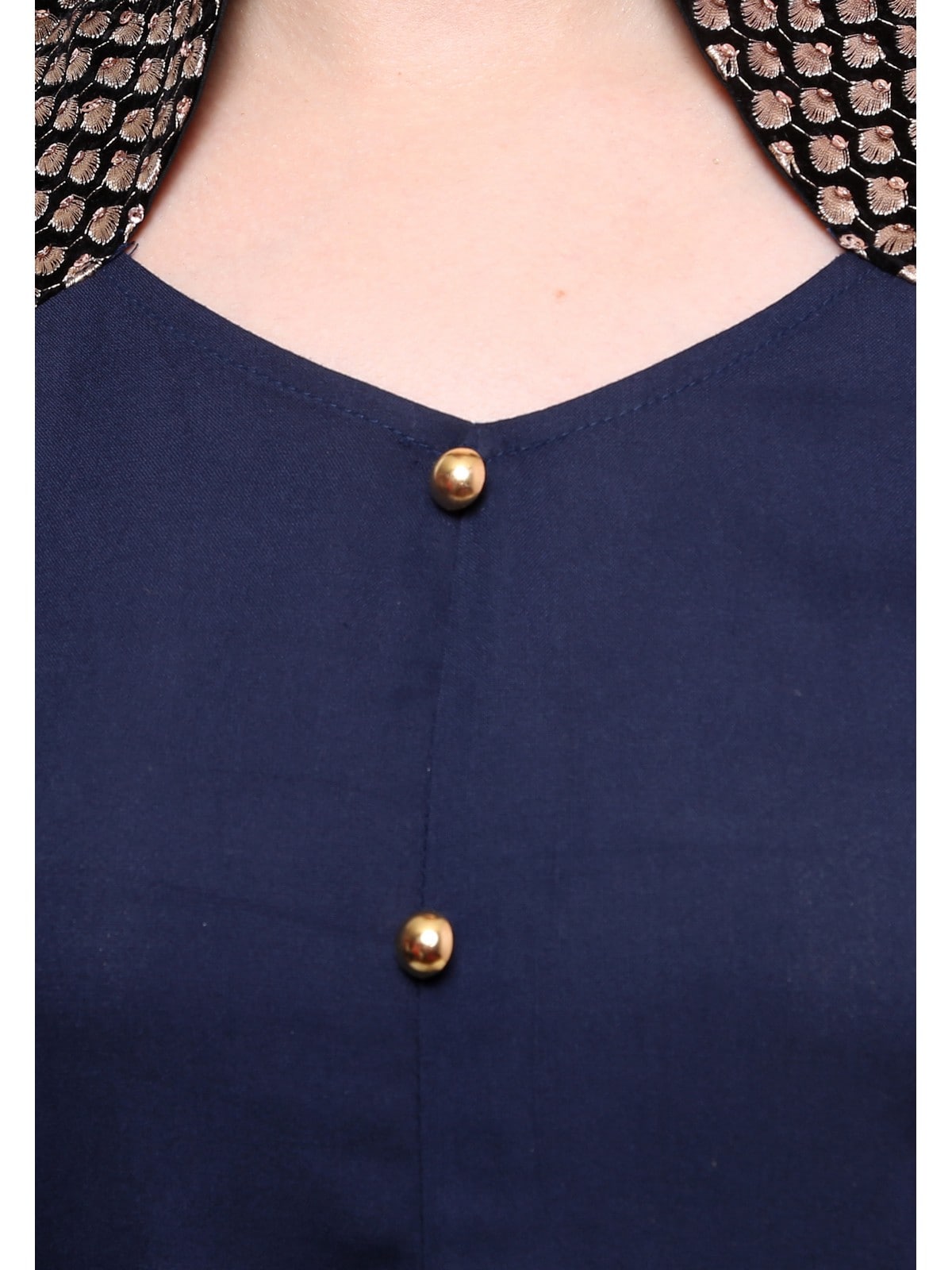 Finding Product Women's Buttoned Brocade Shoulder Yoke Kurti