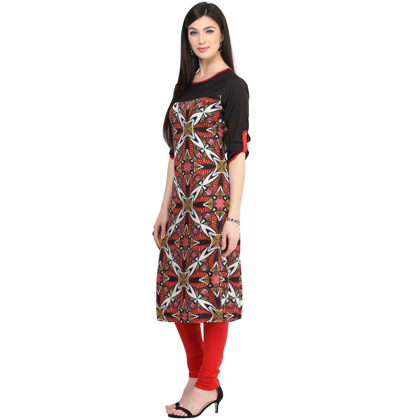 Finding Product Women's Red Abstract Print Kurti