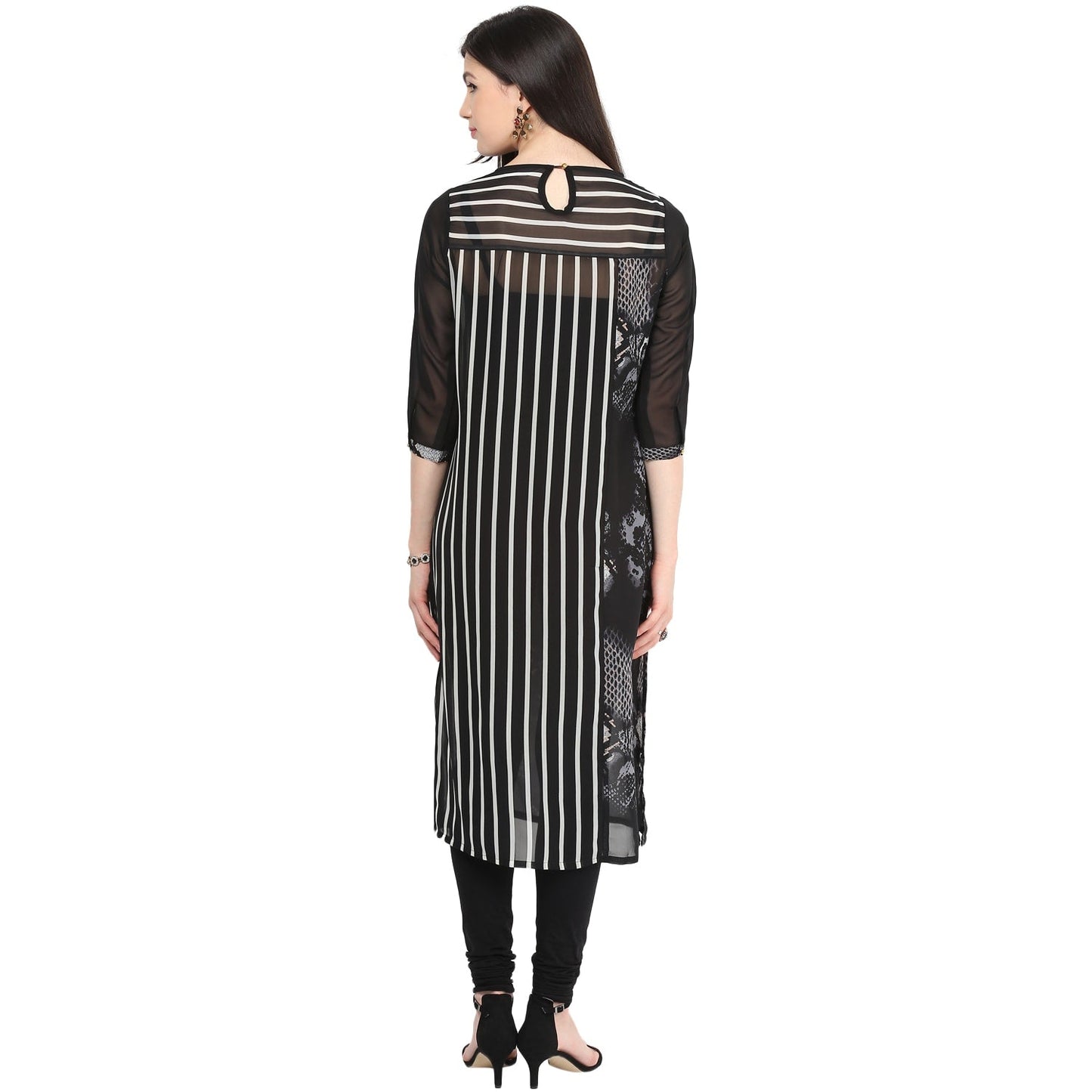Finding Product Women's Print & Stripe Mix Kurti