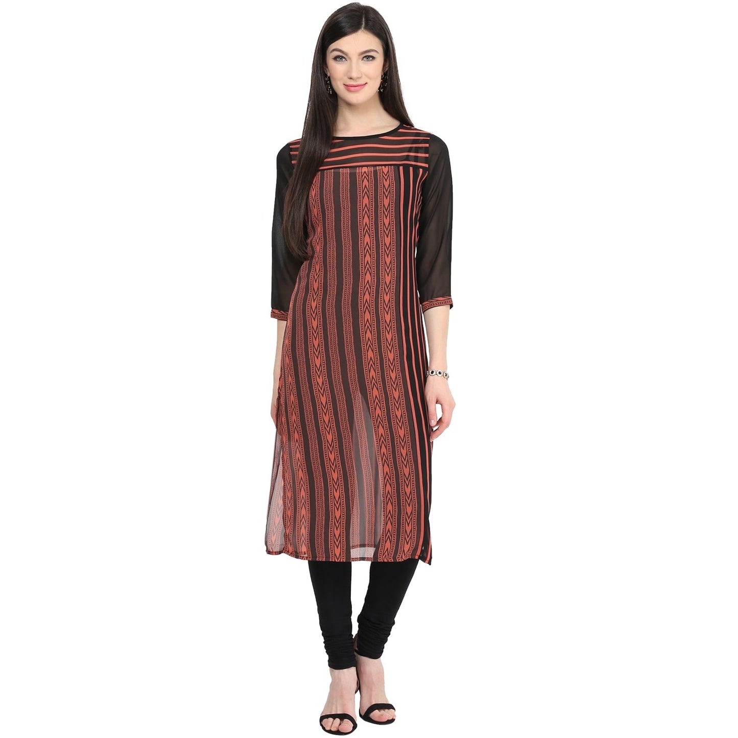 Finding Product Women's Print & Stripe Mix Kurti
