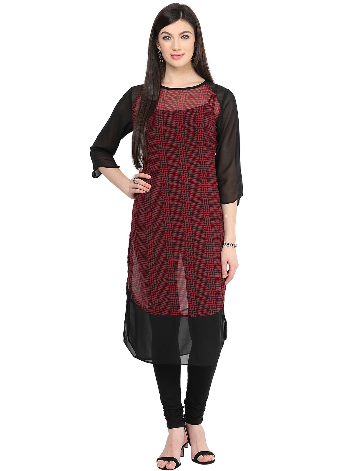 Finding Product Women's Checkered Raglan Kurti