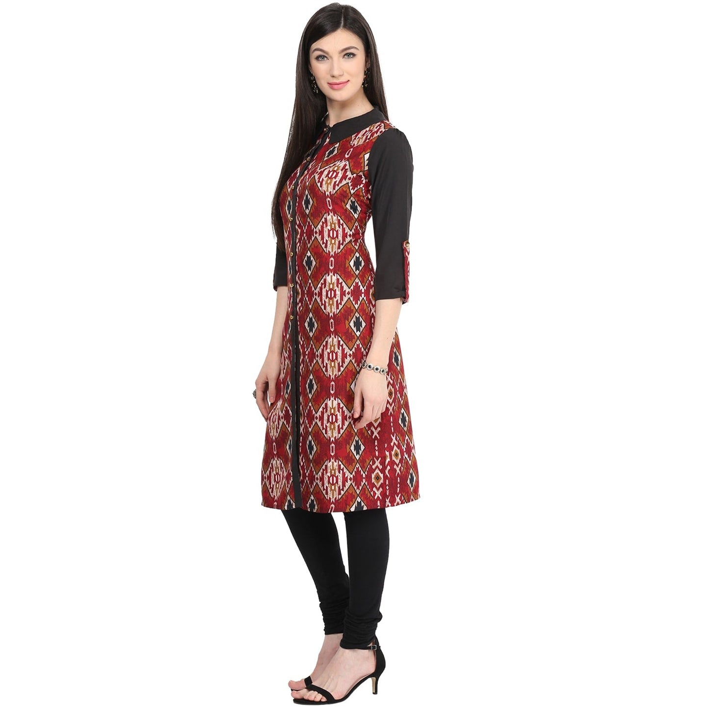 Finding Product Women's Maroon Printed Straight Kurti