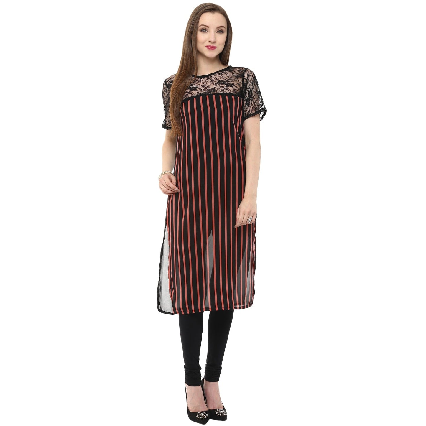 Finding Product Women's Stripped and Lace Kurti