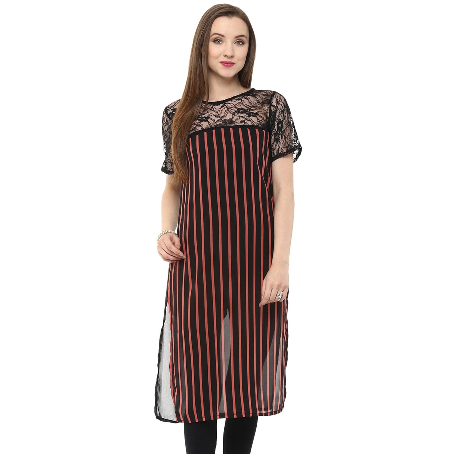 Finding Product Women's Stripped and Lace Kurti