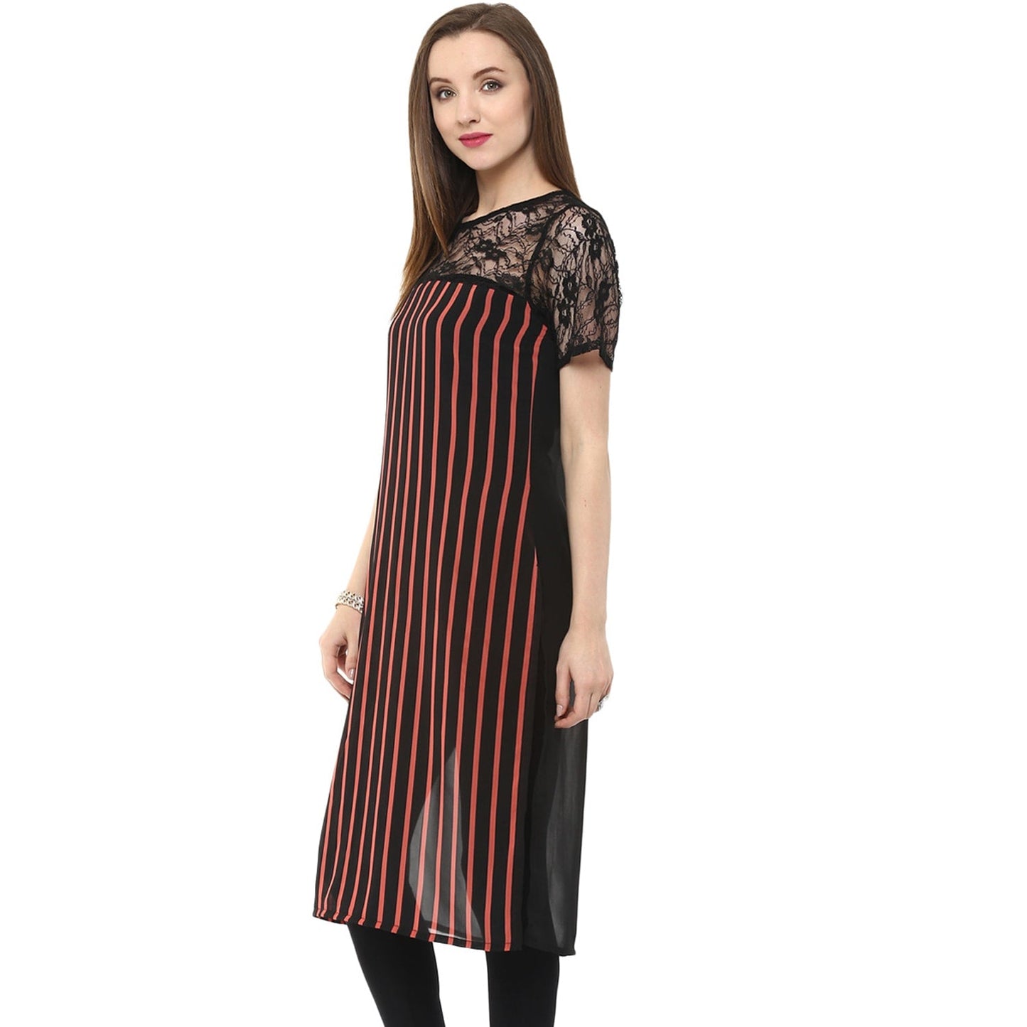 Finding Product Women's Stripped and Lace Kurti