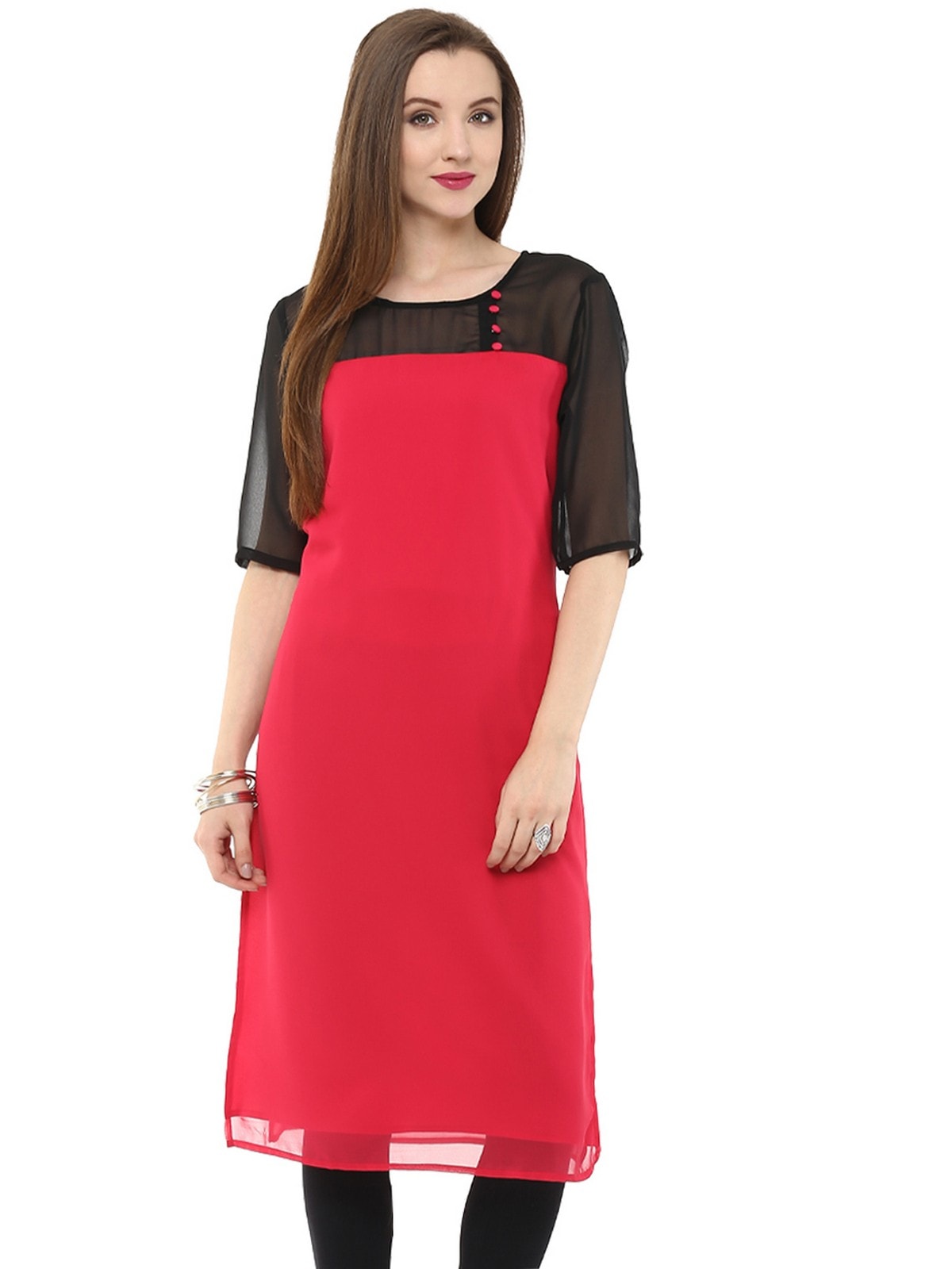 Finding Product Women's Sheer Yoke Kurti