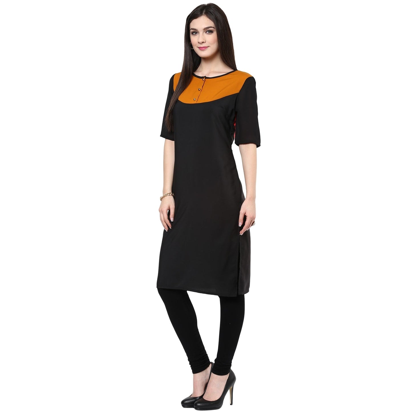 Finding Product Women's Mustard Yoke Kurti