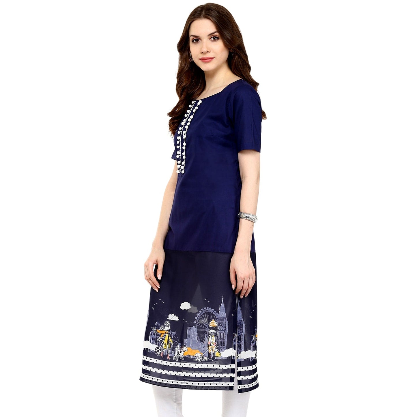 Finding Product Women's Navy Street Print Kurti