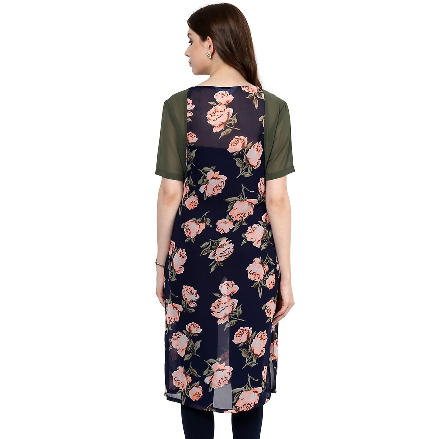 Finding Product Women's Navy Roses Print Kurti