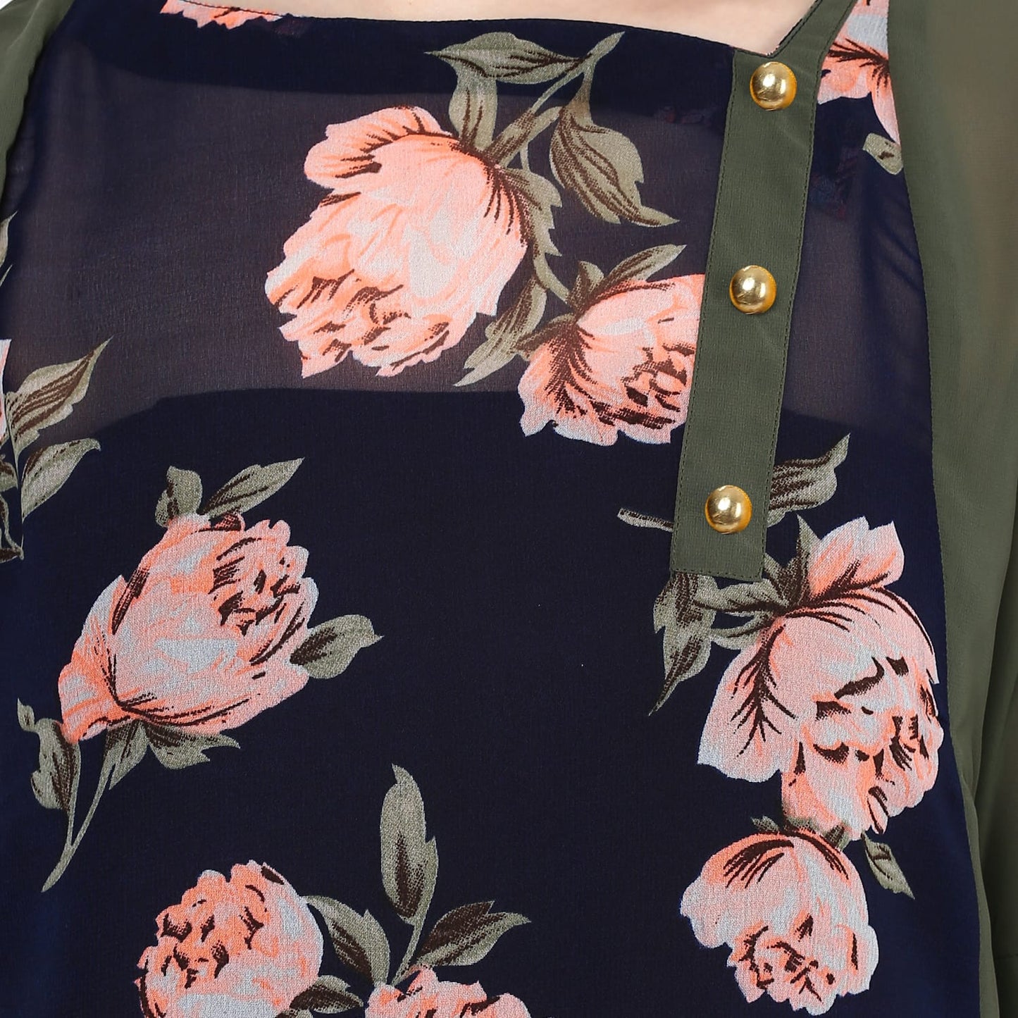 Finding Product Women's Navy Roses Print Kurti