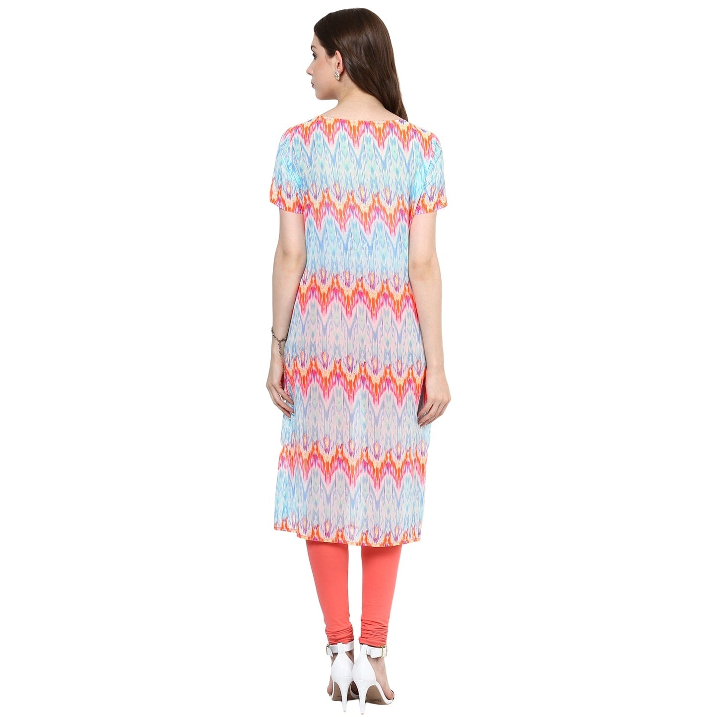 Finding Product Women's Neon Printed Curved Placket Kurti