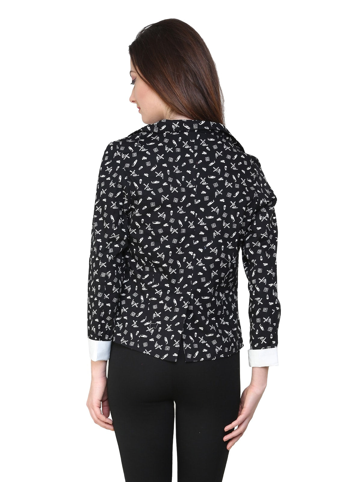 Black Printed Blazer