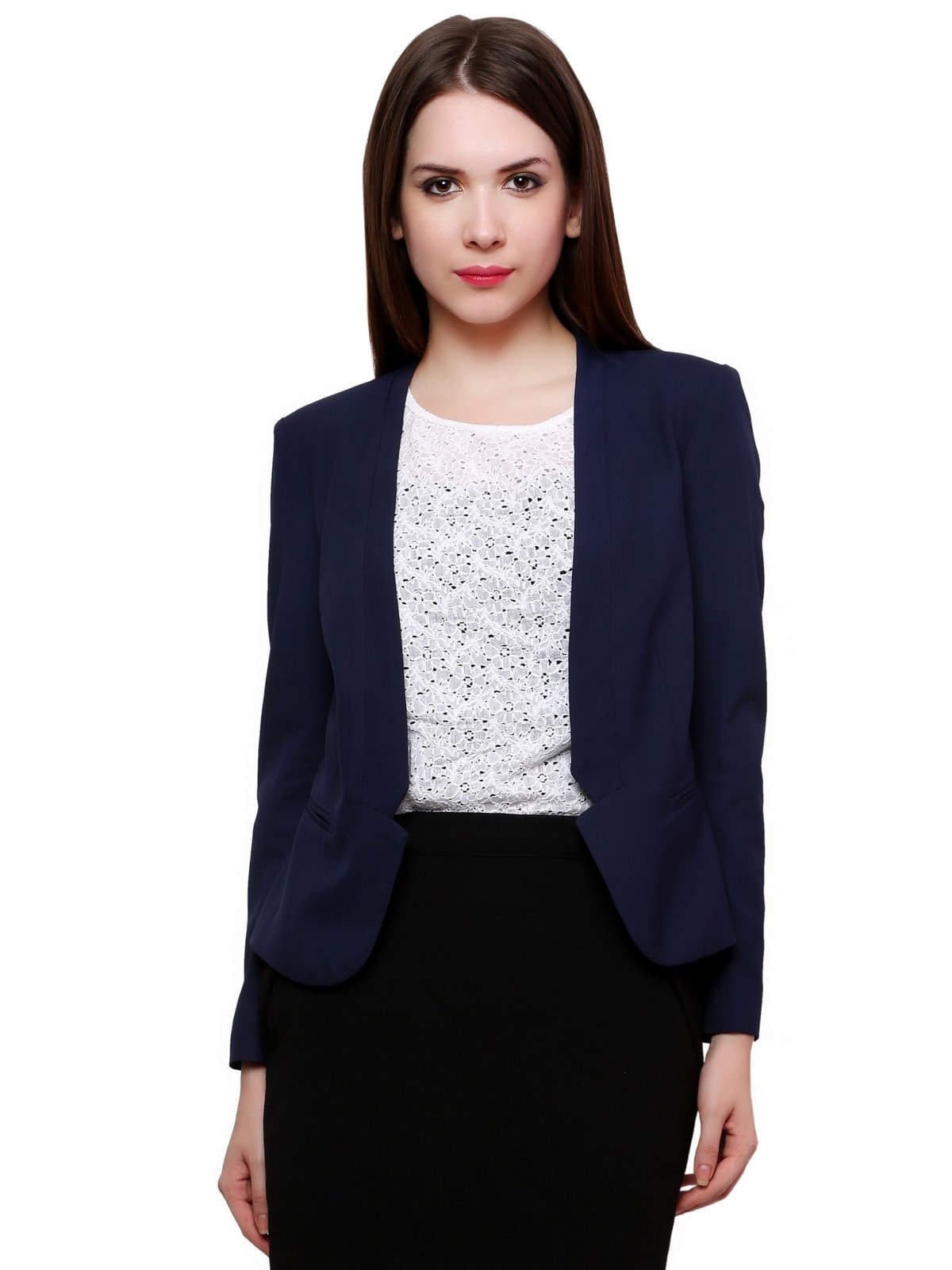Blue Solid Blazer