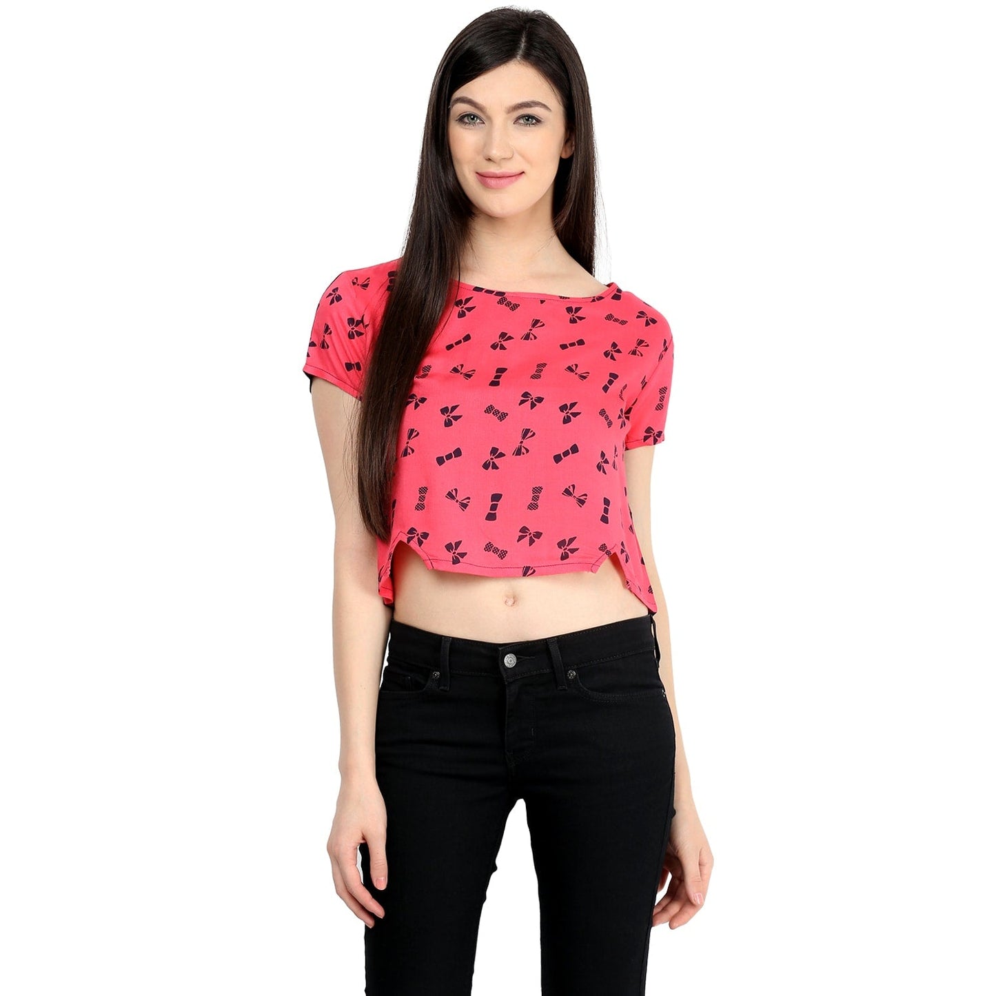 Finding Product Women's Pink Bow Crop Top