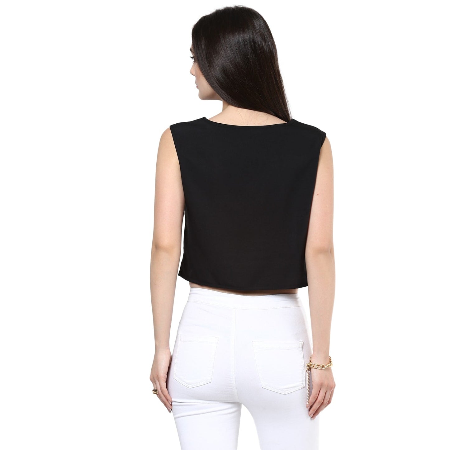 Finding Product Women's Blue Buttoned Crop Top