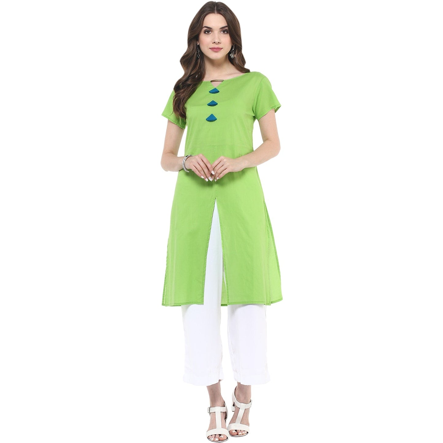 Finding Product Women's Solid Kurti With Tassels