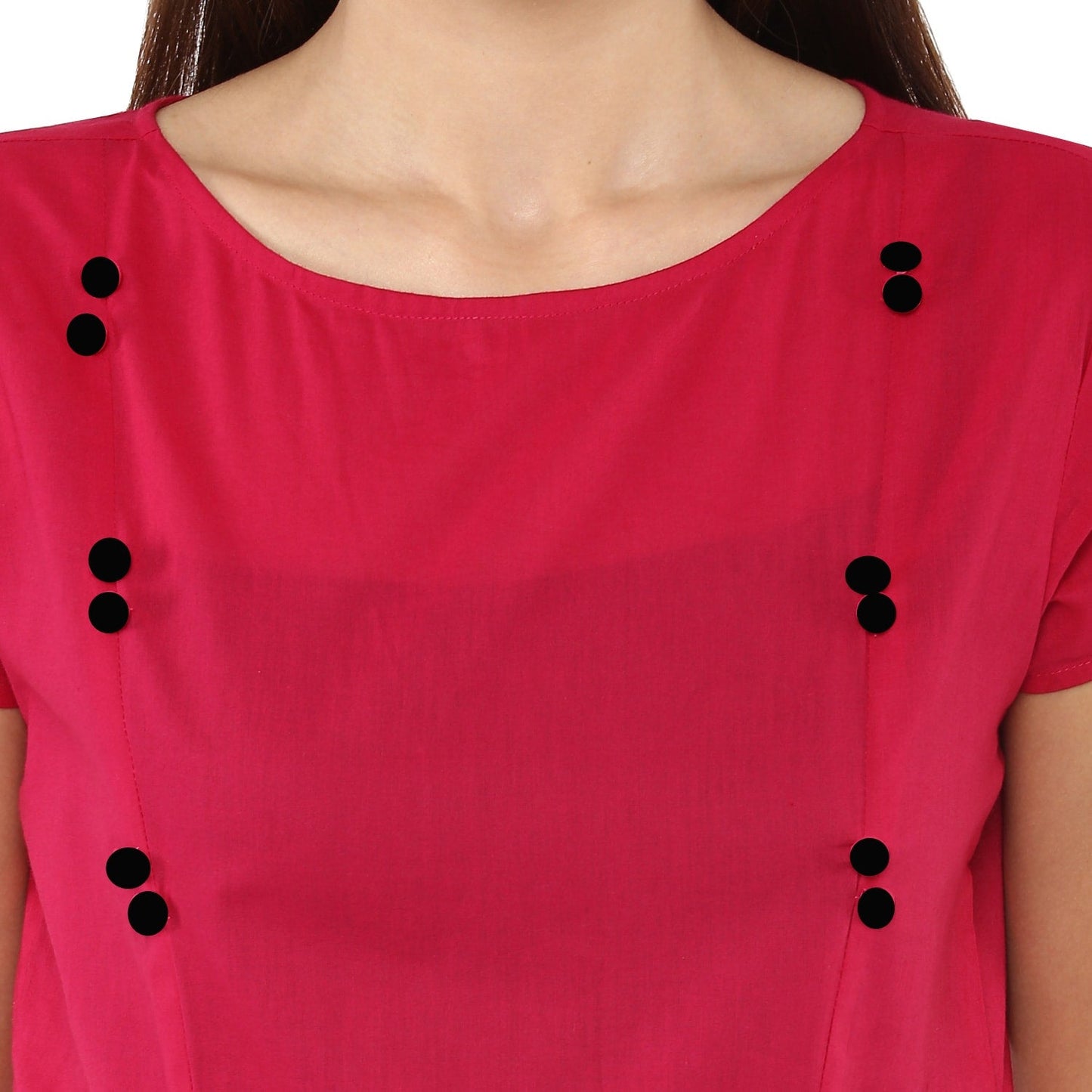 Finding Product Women's Solid Kurti With Panelled Buttons