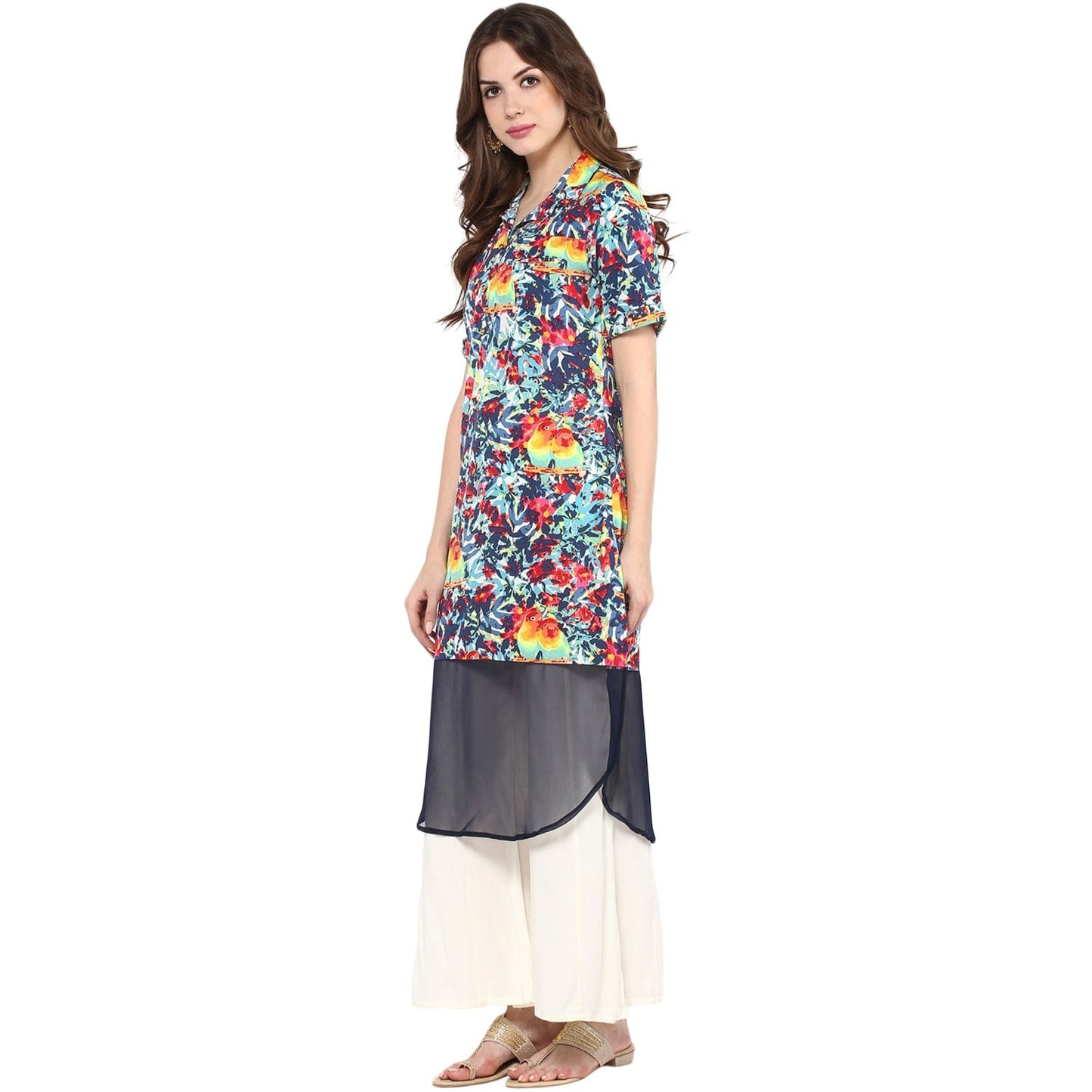 Finding Product Women's Parrot Print Sheer Kurta