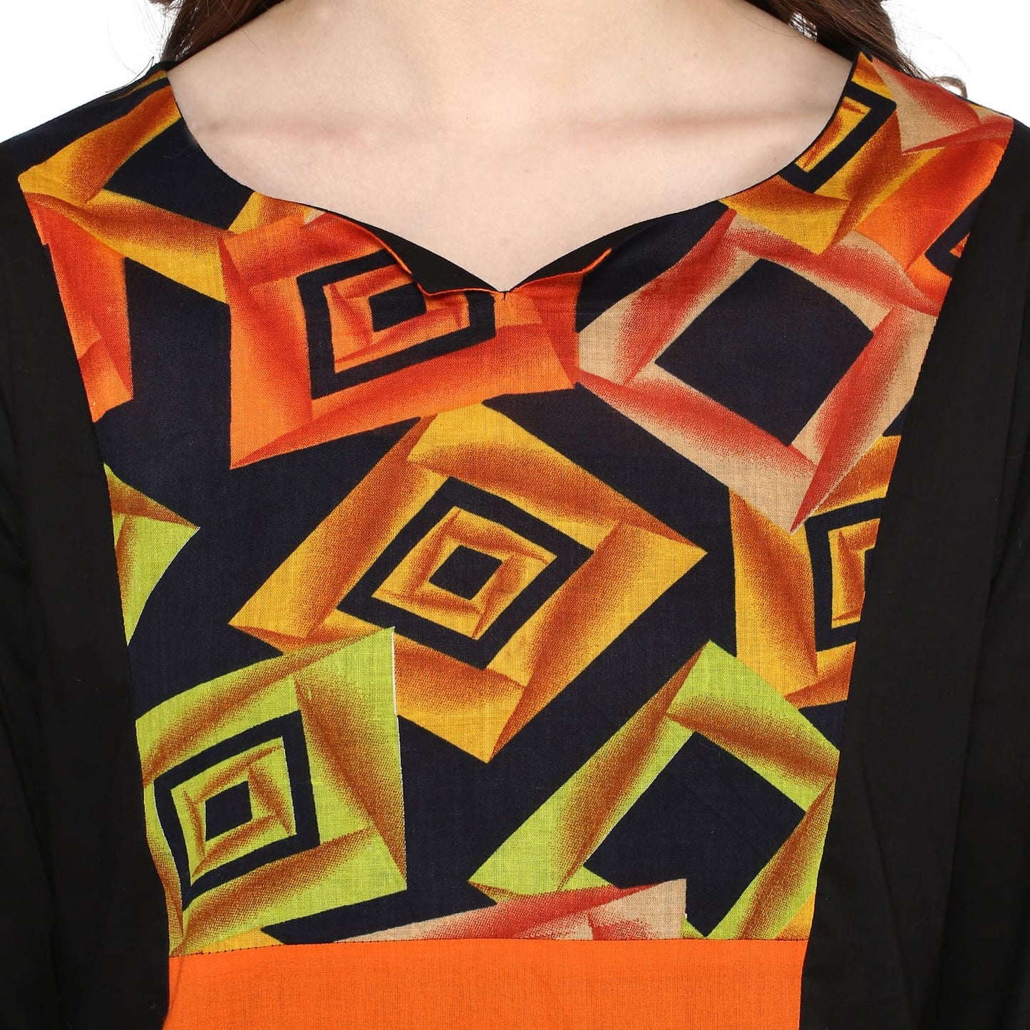 Finding Product Women's Orange Block Print Kurta
