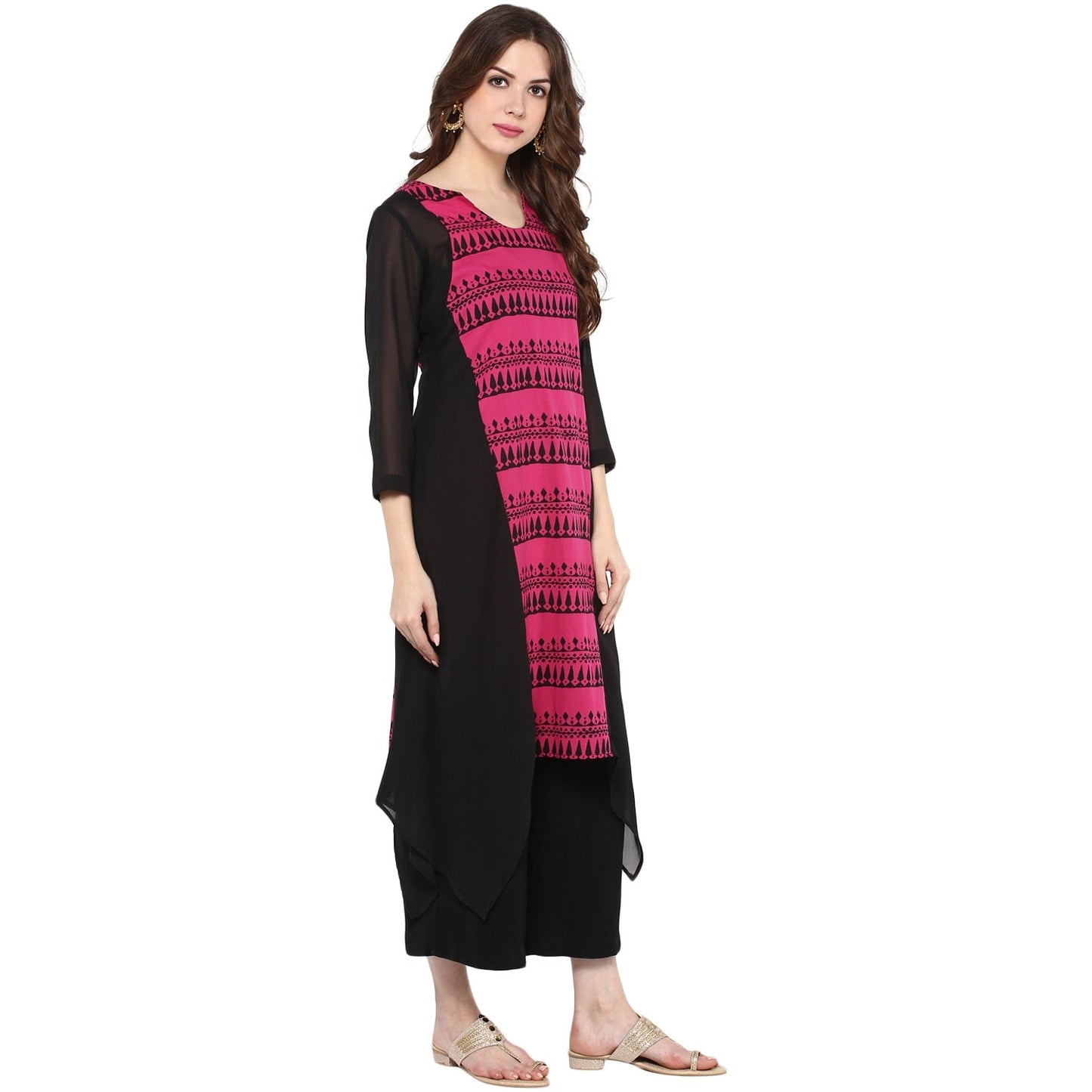 Finding Product Women's Border Print Asymmetric Kurta