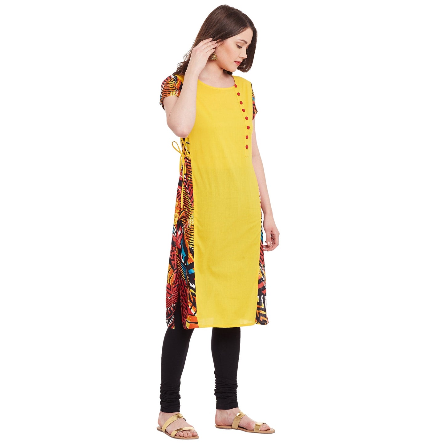 Finding Product Women's Tropcal Print Criss-Cross Kurta