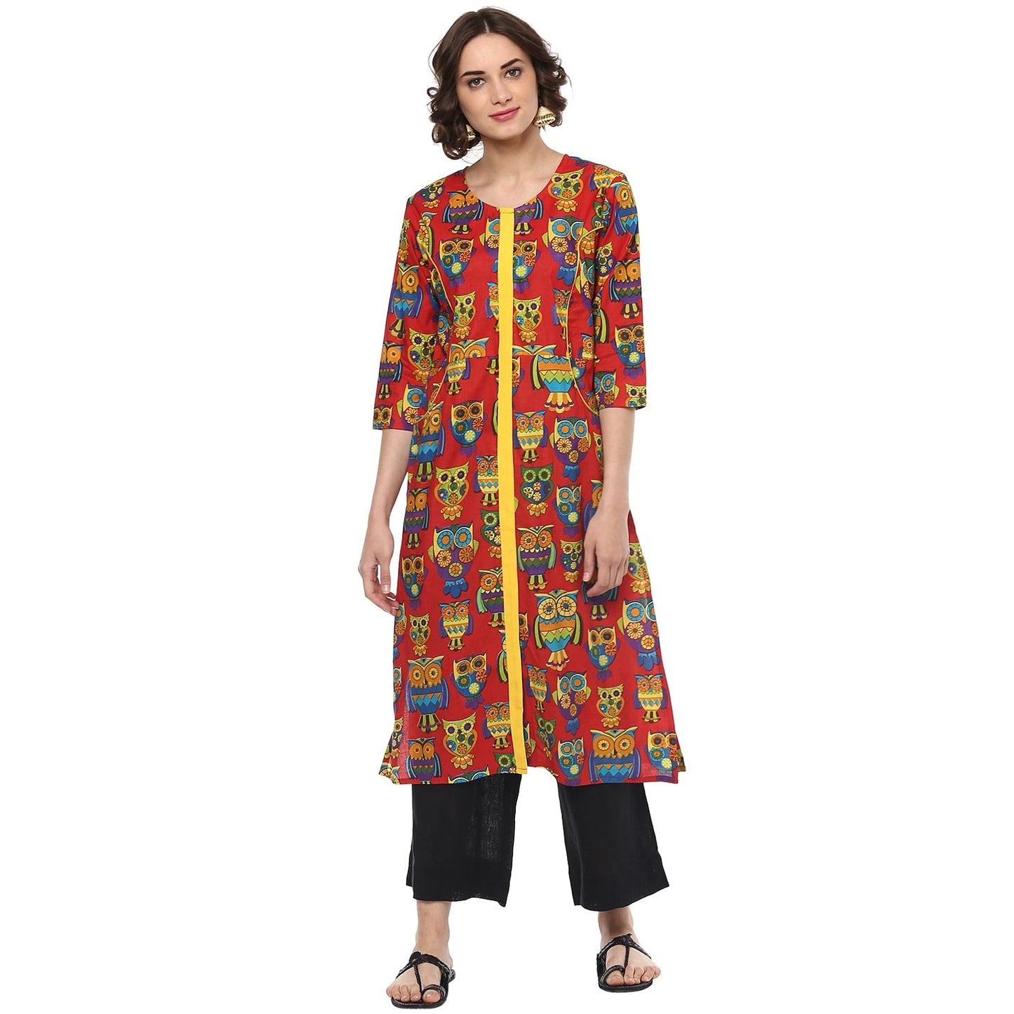 Finding Product Women's Owl Printed Pocket Kurta
