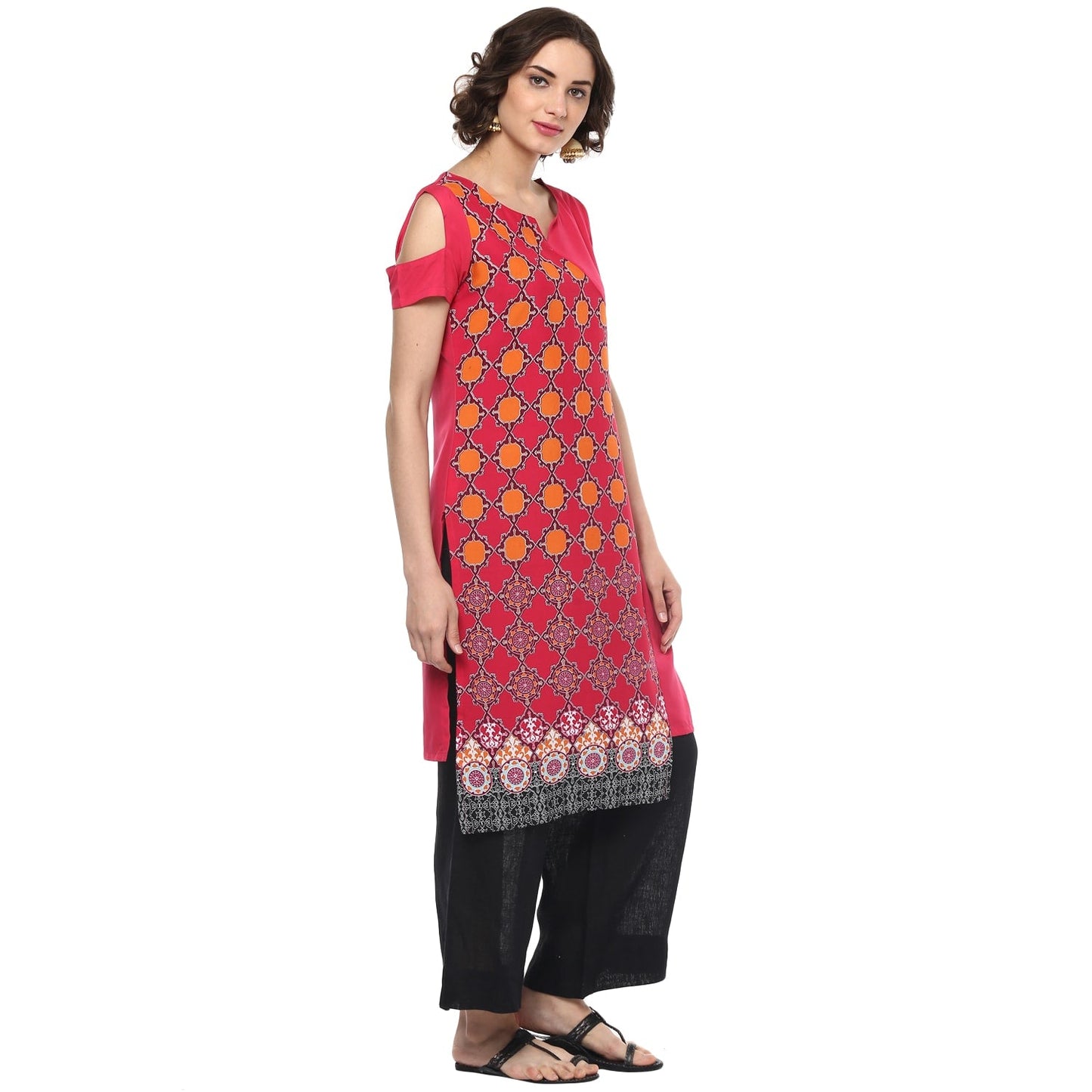 Finding Product Women's Printed Panelled Color-Block Kurta
