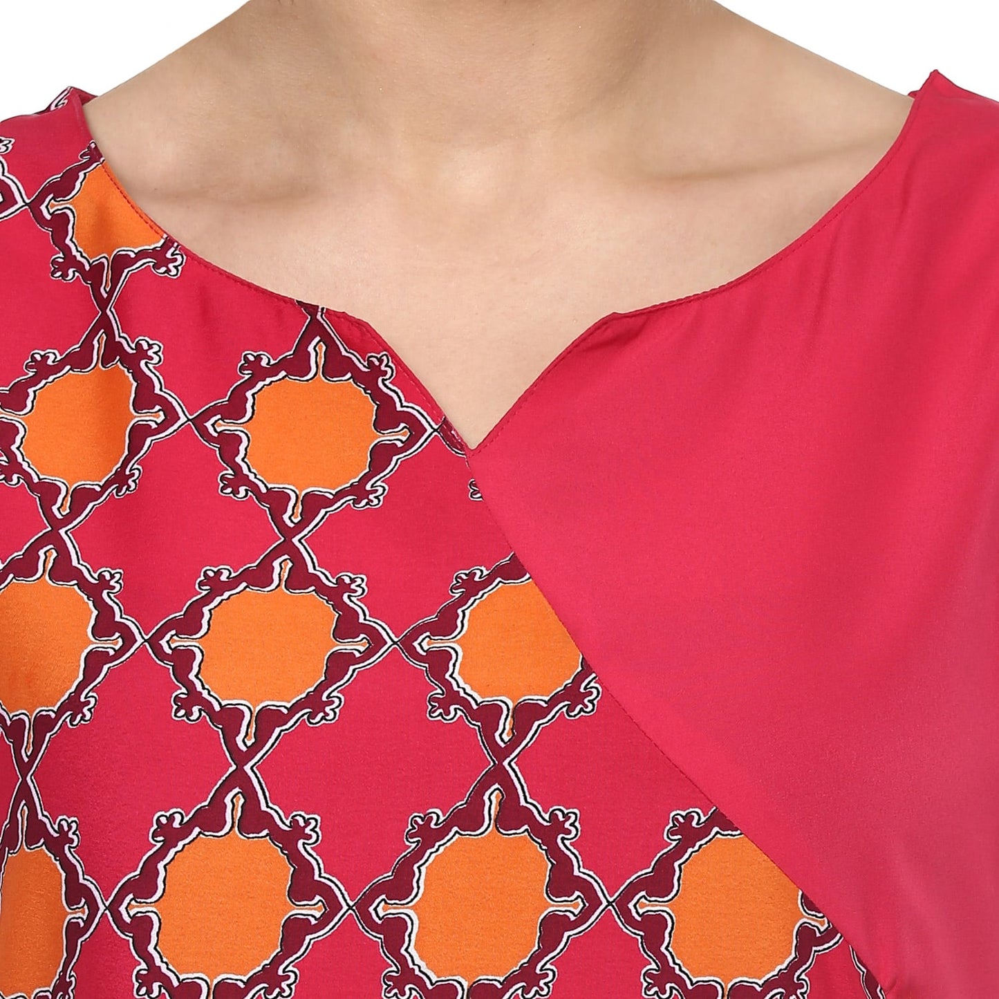 Finding Product Women's Printed Panelled Color-Block Kurta