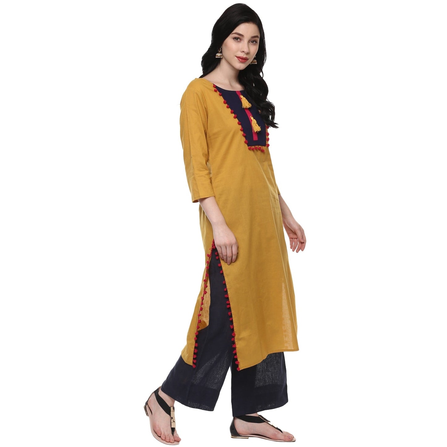 Finding Product Women's Solid Long Yoke Kurta