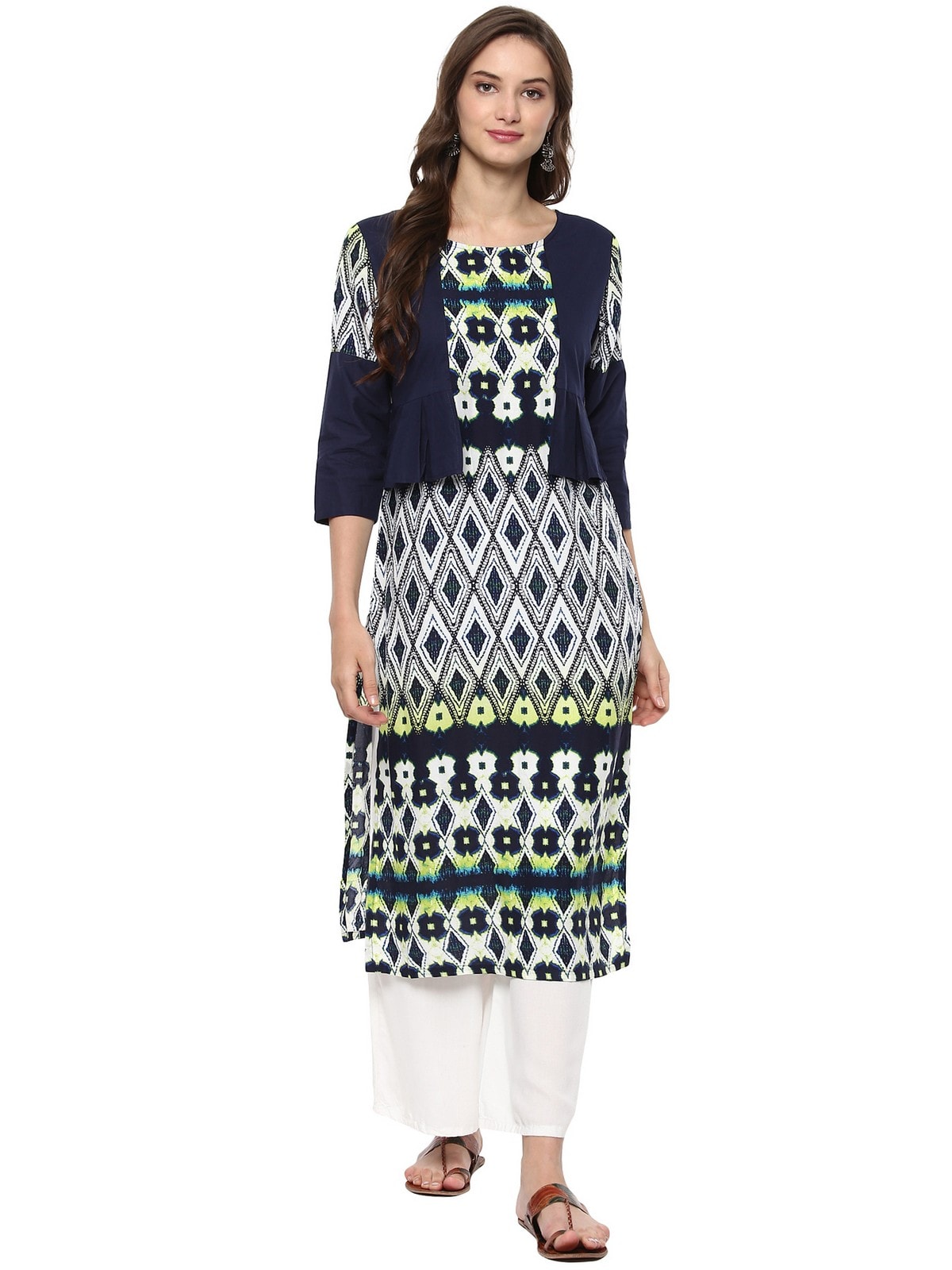 Finding Product Women's Printed Koti Style Pleated Kurta