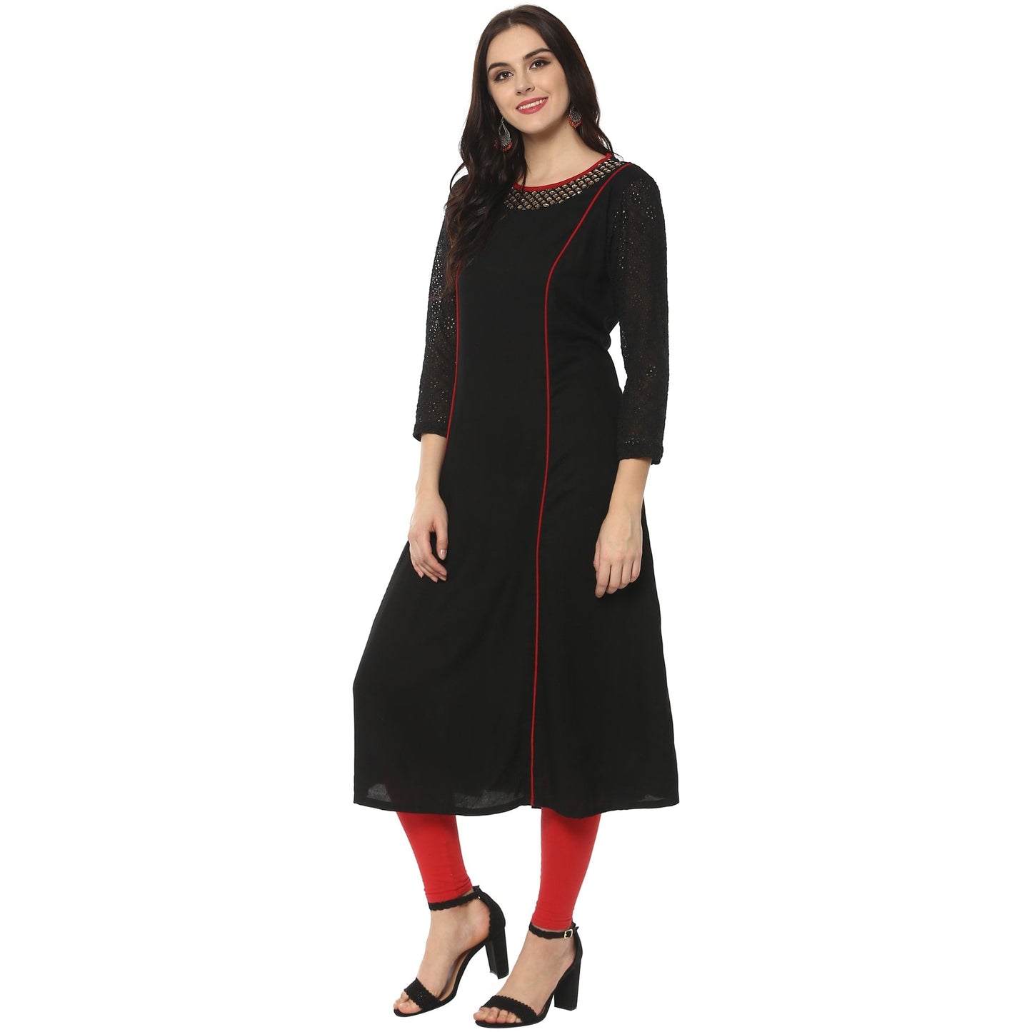 Finding Product Women's Solid Anarkali Brocade Kurta