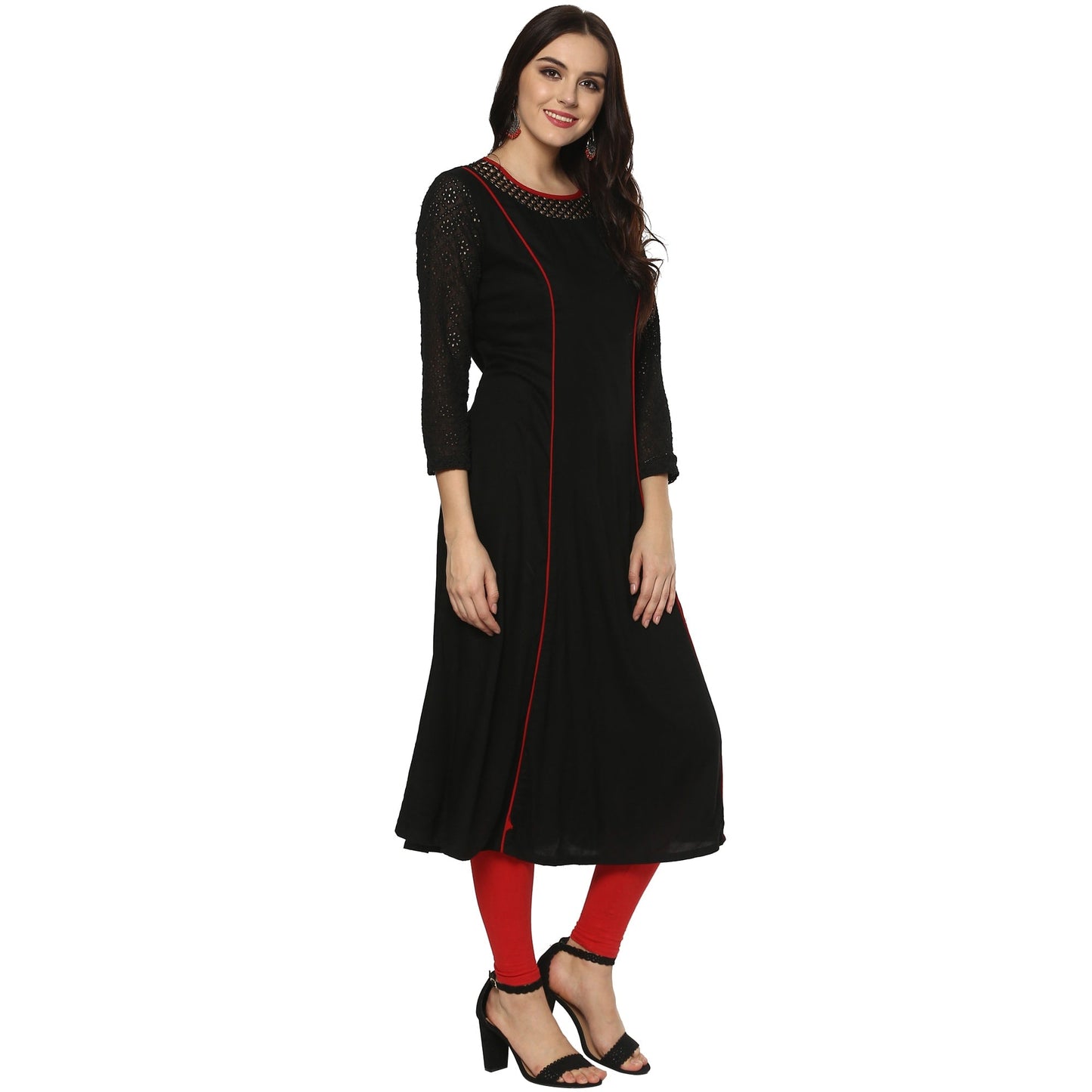 Finding Product Women's Solid Anarkali Brocade Kurta