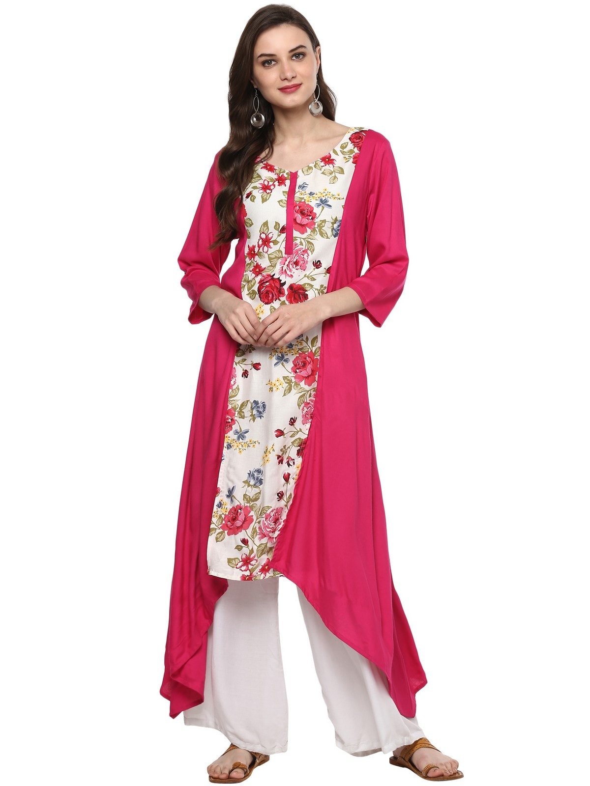 Finding Product Women's Floral Dipped Hem Kurta