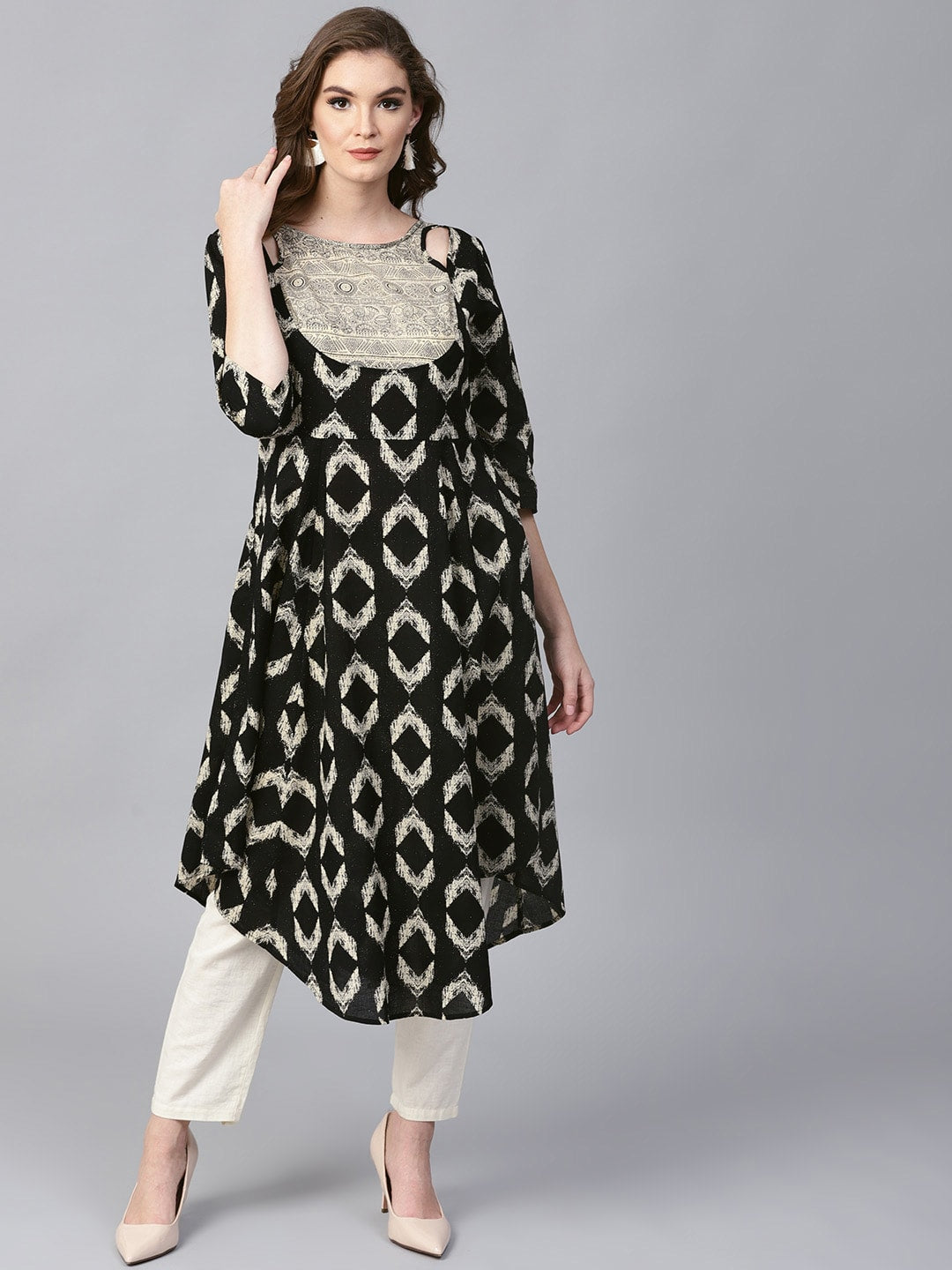 Finding Product Womens Ikat Anarkali Yoke Kurta