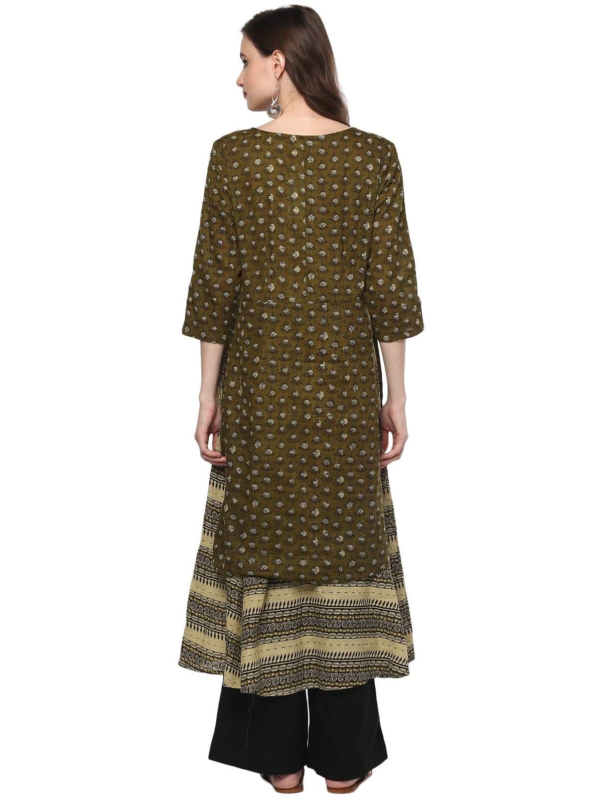 Finding Product Womens Slub Print Layered Kurta