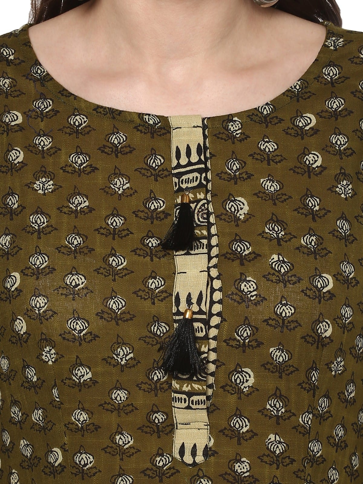 Finding Product Womens Slub Print Layered Kurta
