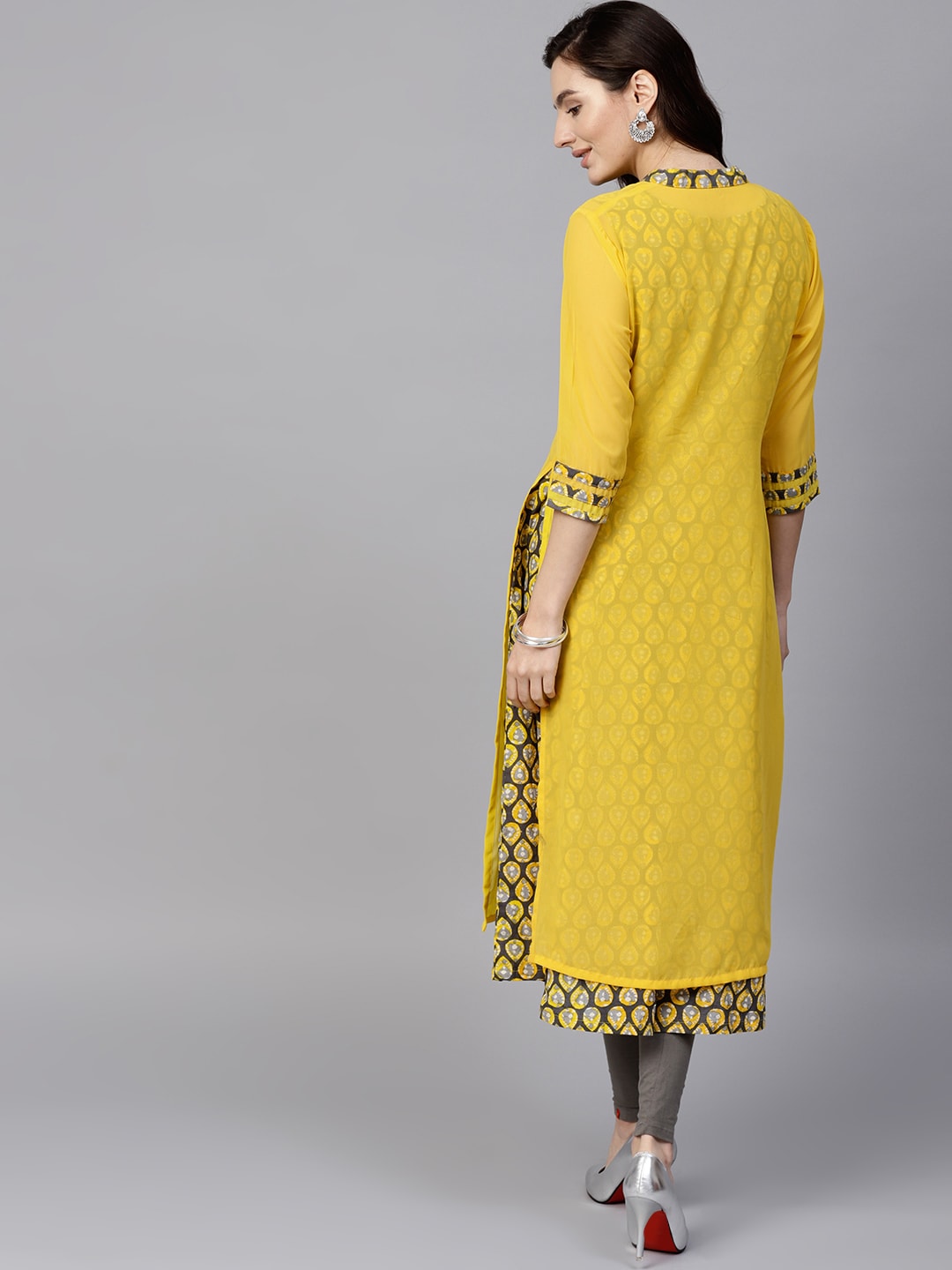 Finding Product Women's Embroidered Sheer Layered Kurta