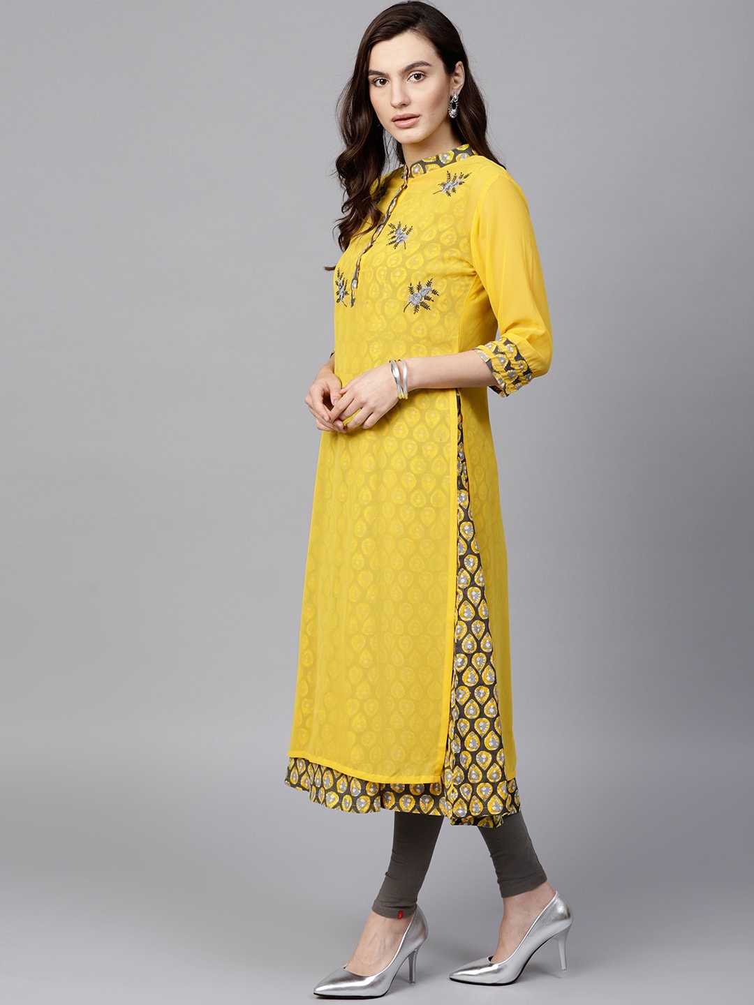 Finding Product Women's Embroidered Sheer Layered Kurta