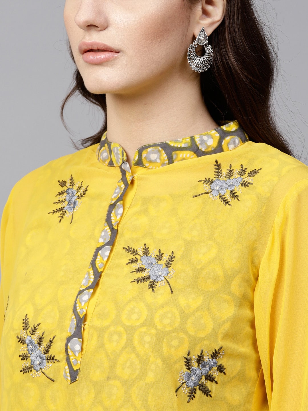 Finding Product Women's Embroidered Sheer Layered Kurta